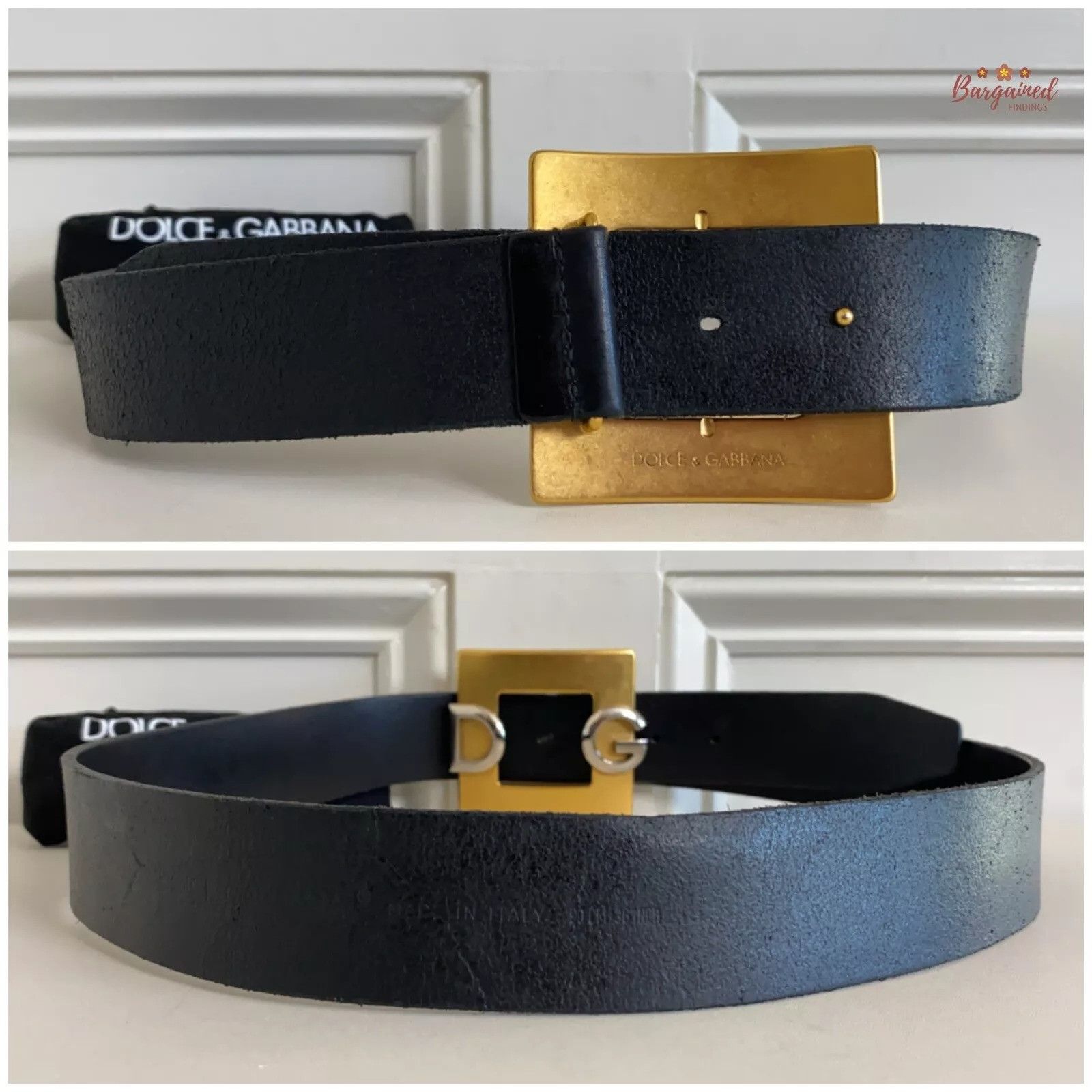 Dolce & Gabbana Dolce & Gabbana Black Leather DG Logo Gold Buckle Belt Size 32 - 8 Thumbnail