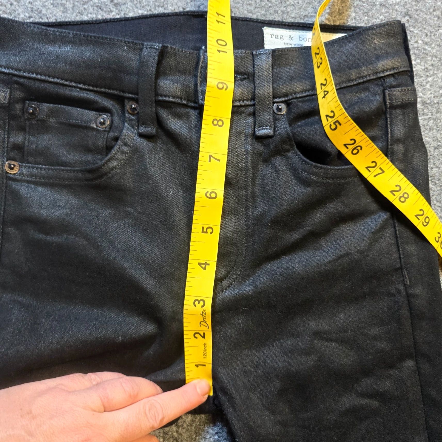 Rag & Bone Rag & Bone Jeans Womens Size 24 Black Waxed Coated Skinny Stretch Casual Basic Denim 5-Pocket Womens Jeans Slim, Regular Rise 27in Inseam Vintage: No Size 42" / US 20 - 6 Thumbnail