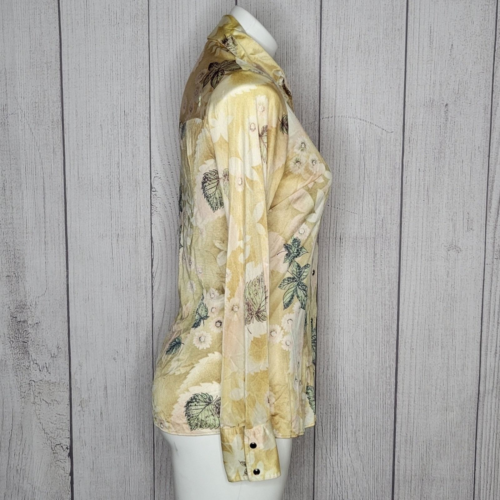 Vintage Vintage Rockies Floral/Leaf Print Dagger Collar Pearl Snap Size S / US 4 / IT 40 - 3 Thumbnail
