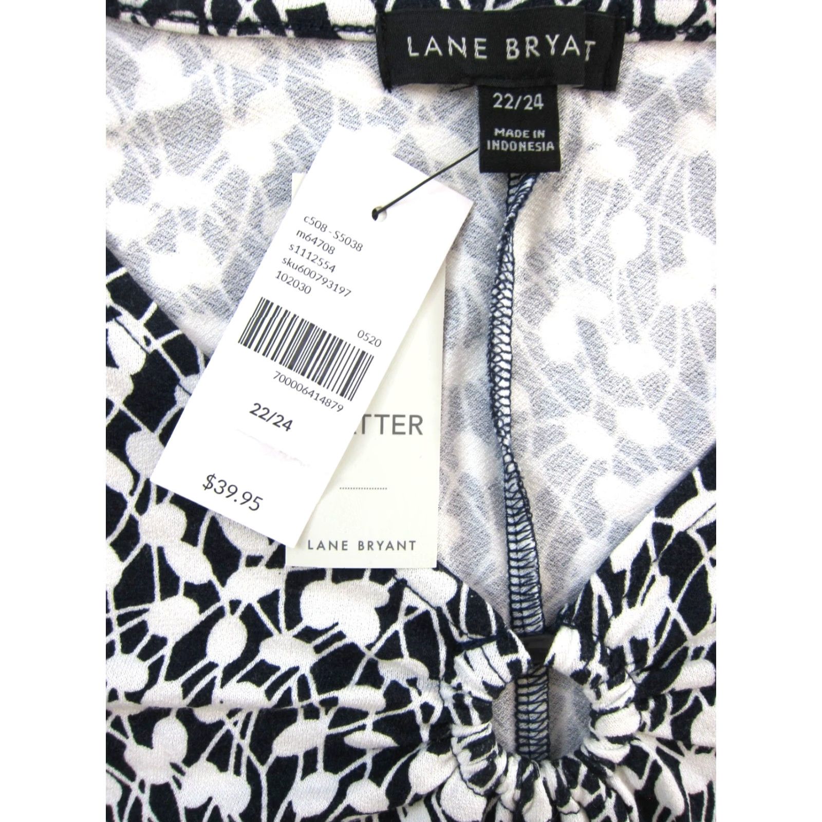 Vintage NWT Lane Bryant Blouse Cap Sleeve V-Neck Floral Stretch Top 22/24 Womens Blouse Black Floral Cap Sleeve V-Neck Stretch Blouse Womens 22/24 Size 3XL / US 20-22 - 3 Thumbnail