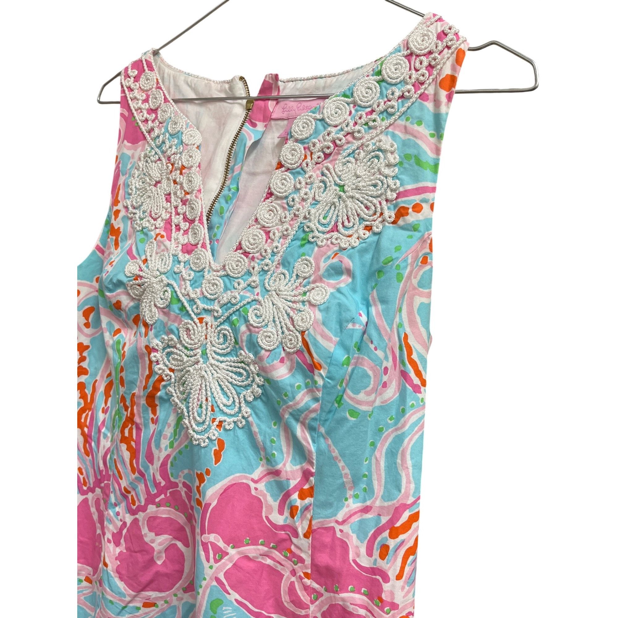 Lilly Pulitzer Lily Pulitzer wms pink aqual embroided spring summer midi dr Size M / US 6-8 / IT 42-44 - 5 Thumbnail