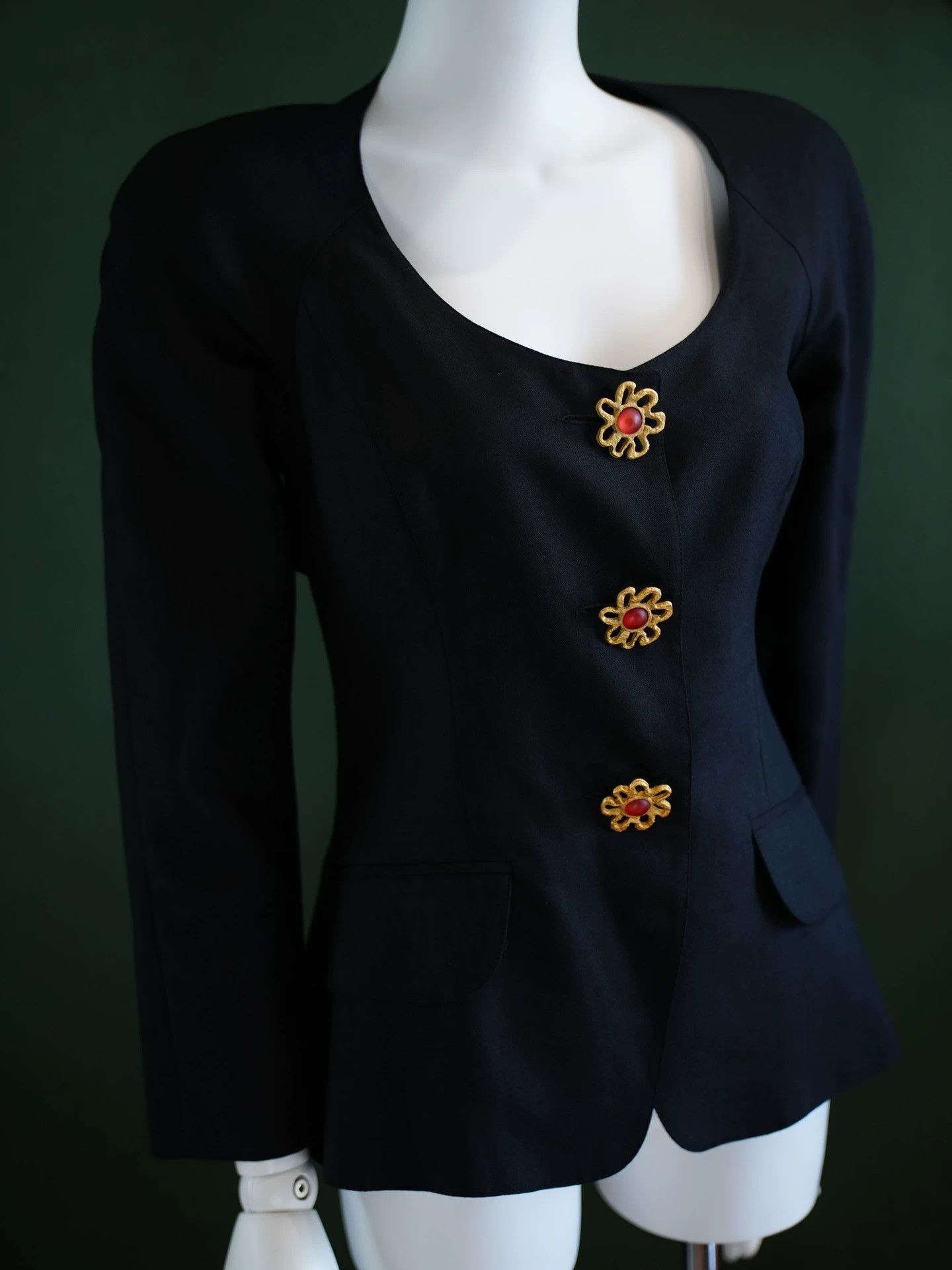 Other Lolita Lempicka French Black Wool Open Back Blazer 38 Size XS / US 0-2 / IT 36-38 - 2 Thumbnail