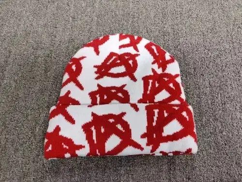 Other Anarchy A Letter Symbol Graphic Cuffed Beanie Hat White Size ONE SIZE - 1 Thumbnail