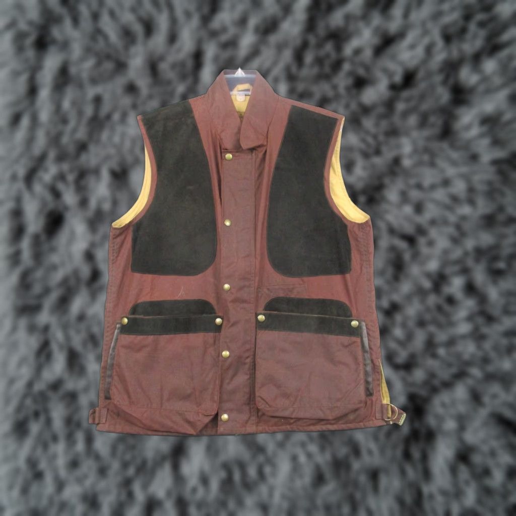 Vintage Lewis Creek Vest Mens Medium Brown Waxed Cotton Shooting Hunting Made Scotland Size US M / EU 48-50 / 2 - 1 Thumbnail