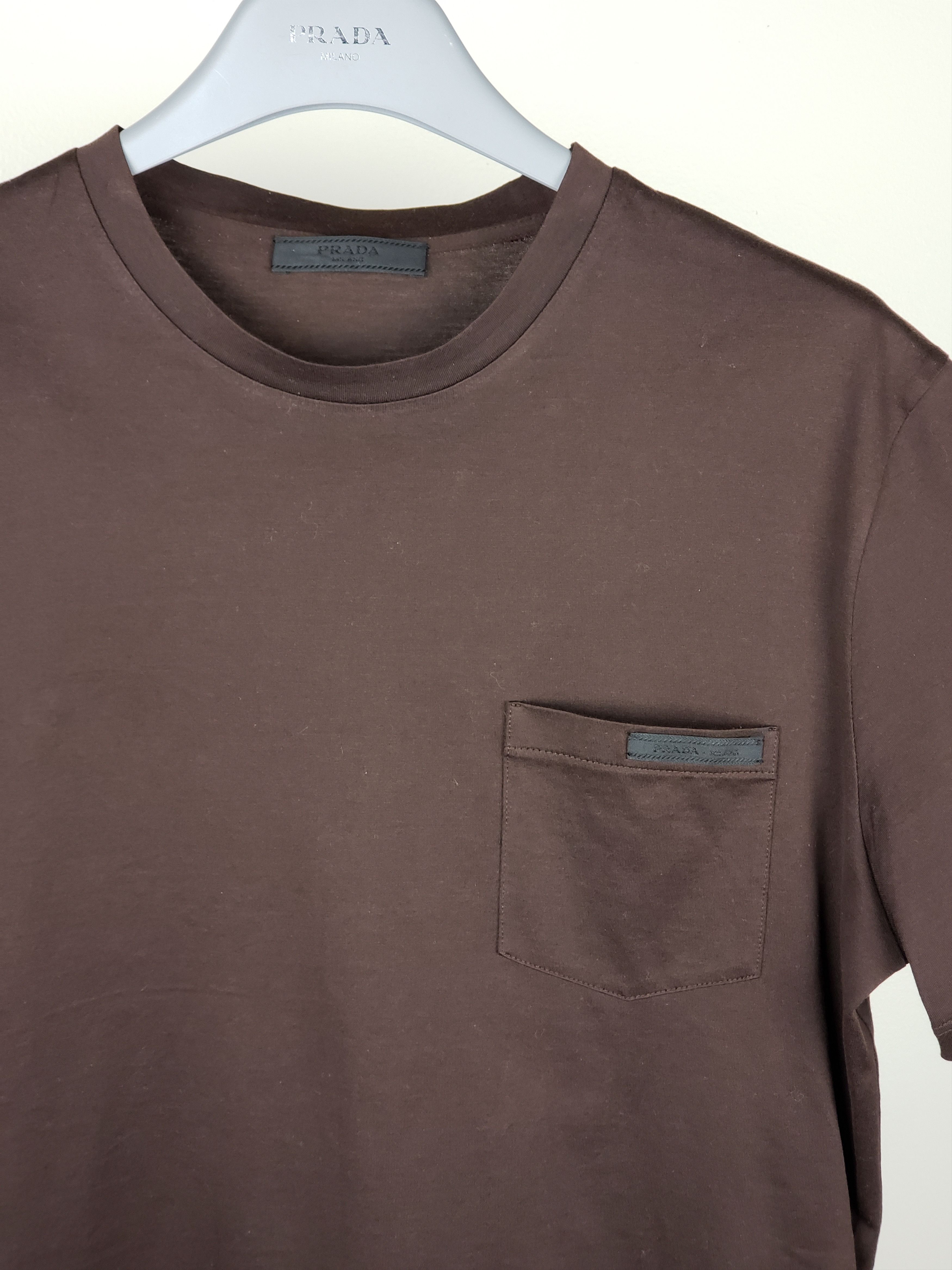 Prada Brown Cotton Pocket Tee T-Shirt Large Size L / US 10 / IT 46 - 3 Thumbnail