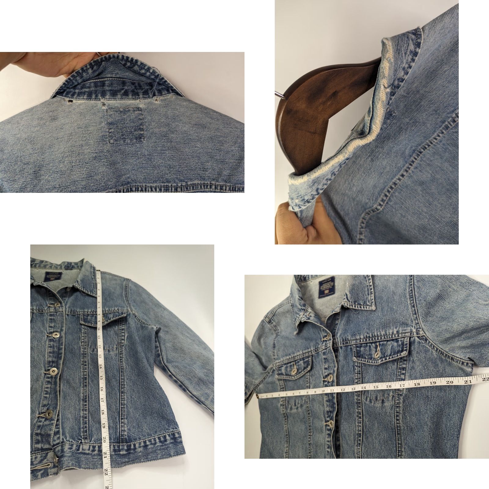 Faded Glory Faded Glory Denim Jacket Distressed Short Button Closure Women's L Medium Wash Indigo Vintage 90s Classic Collared Jacket Size L / US 10 / IT 46 - 8 Thumbnail