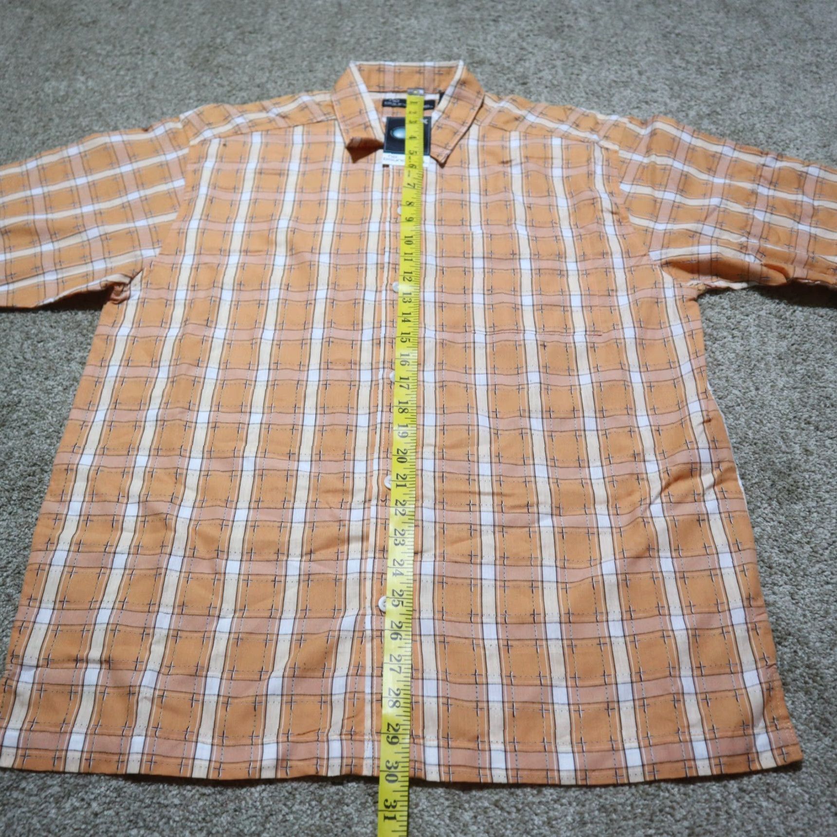 Vintage No Boundaries Shirt Adult M Orange Plaid Short Sleeve Button-Up 100% Cotton Casual Mens Size US M / EU 48-50 / 2 - 6 Thumbnail