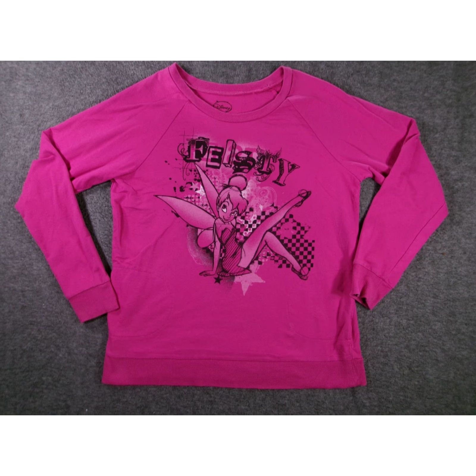 Disney Disney Sweatshirt Girls Juniors XL Pink Tinker Bell Feisty Graphic Long Sleeve Size XL / US 12-14 / IT 48-50 - 2 Thumbnail