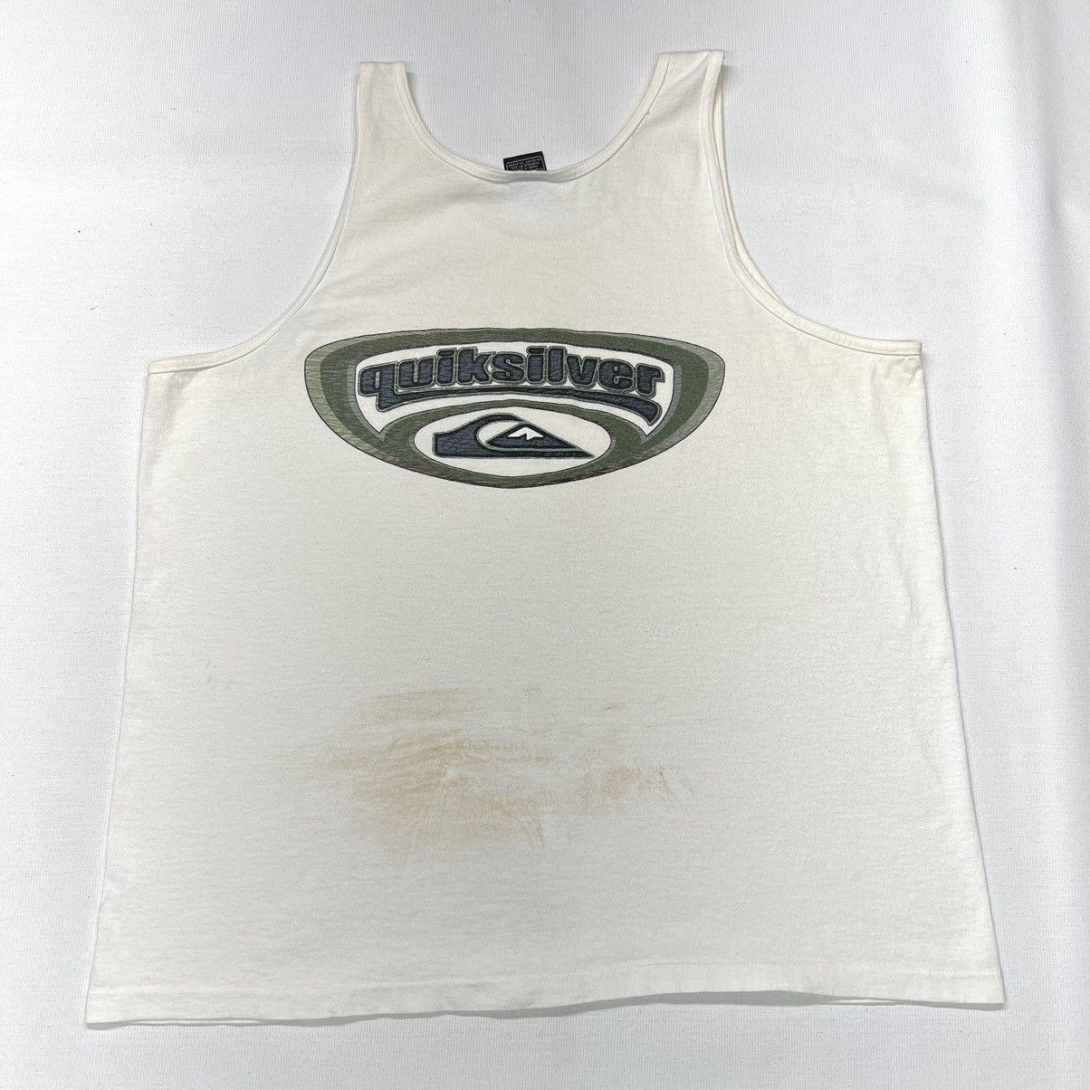 Quiksilver × Vintage Quiksilver Tee Shirt White Sleeveless Tank Graphic Logo Size US XL / EU 56 / 4 - 1 Thumbnail
