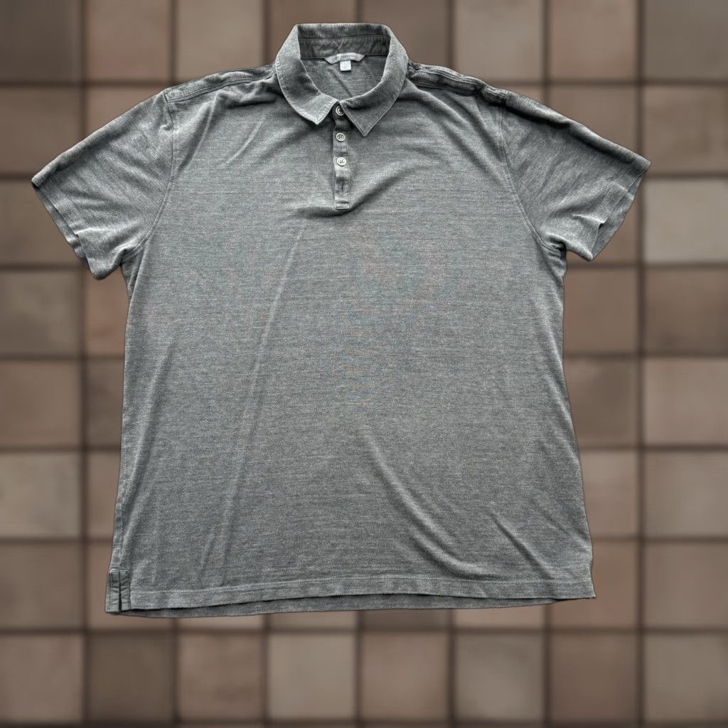 John Varvatos John Varvatos Polo Shirt Men XL Gray Silk Blend Golf Preppy Designer Shirt Short Sleeve Mens Polo Golfing Vintage No Size US XL / EU 56 / 4 - 1 Thumbnail