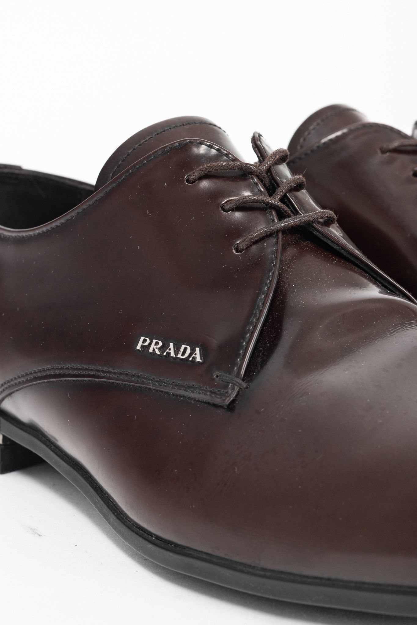 Prada Prada Brown Spazzolato Leather Lace-Up Derbies Size US 9 / EU 42 - 7 Thumbnail