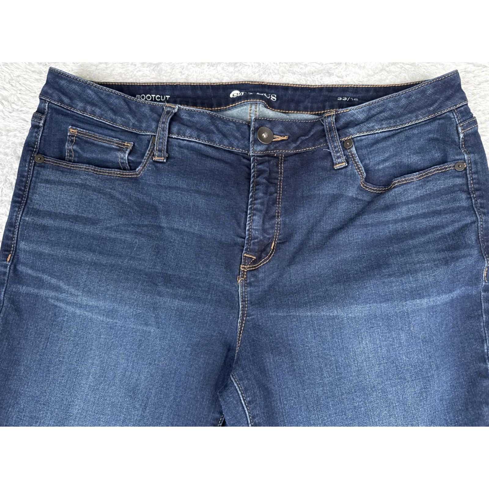 Denime Stylus Jeans Womens Bootcut 16 Blue Dark Wash Mid Rise Stretch 34x32 Denim 5-Pocket Zipper Button Regular Blue, USA Theme Mens? Size 38" / US 16 / IT 52 - 4 Thumbnail