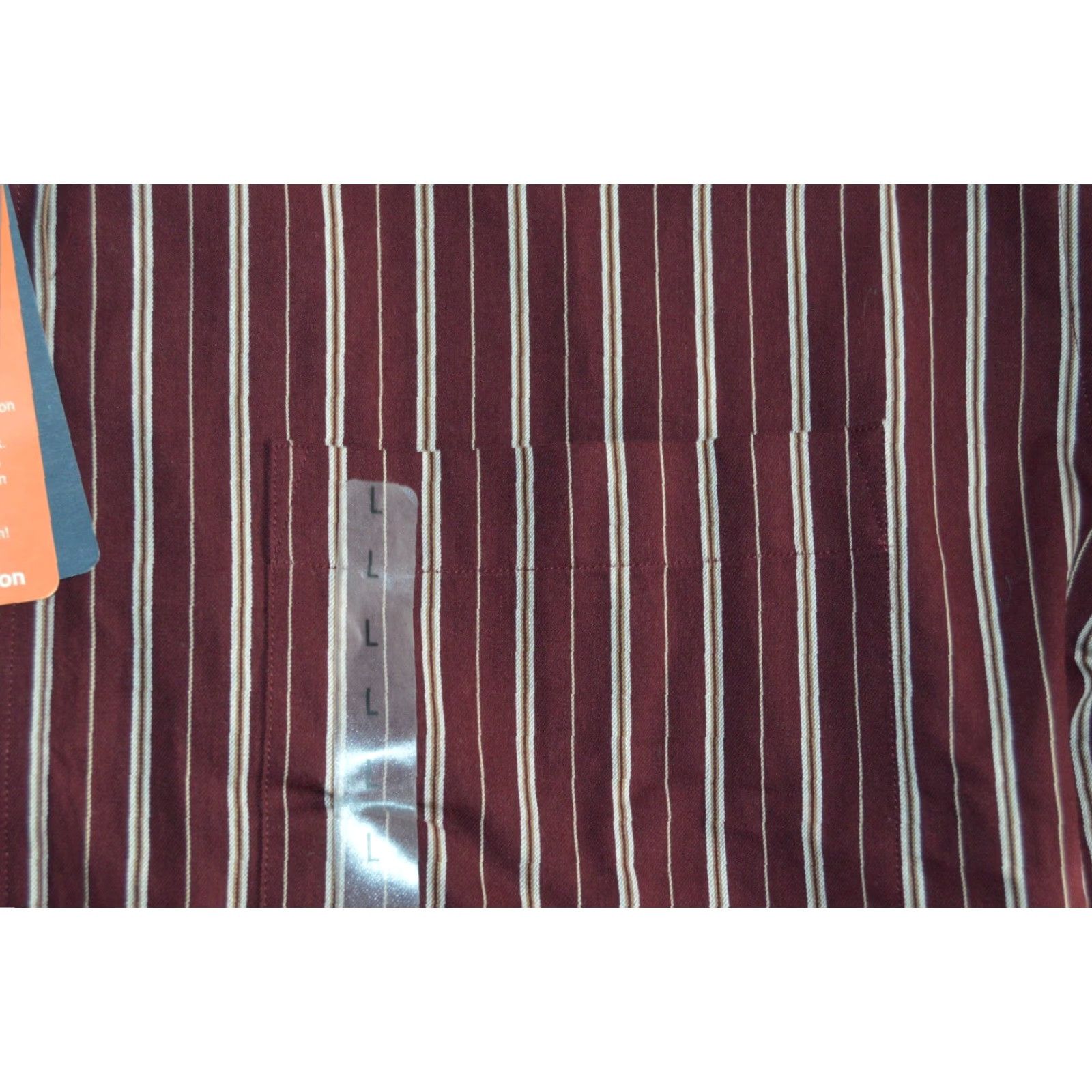 Roundtree & Yorke ROUNDTREE & YORKE Mens Heritage Brown Striped Shirt Cotton Pocket L NWT Size US L / EU 52-54 / 3 - 3 Thumbnail
