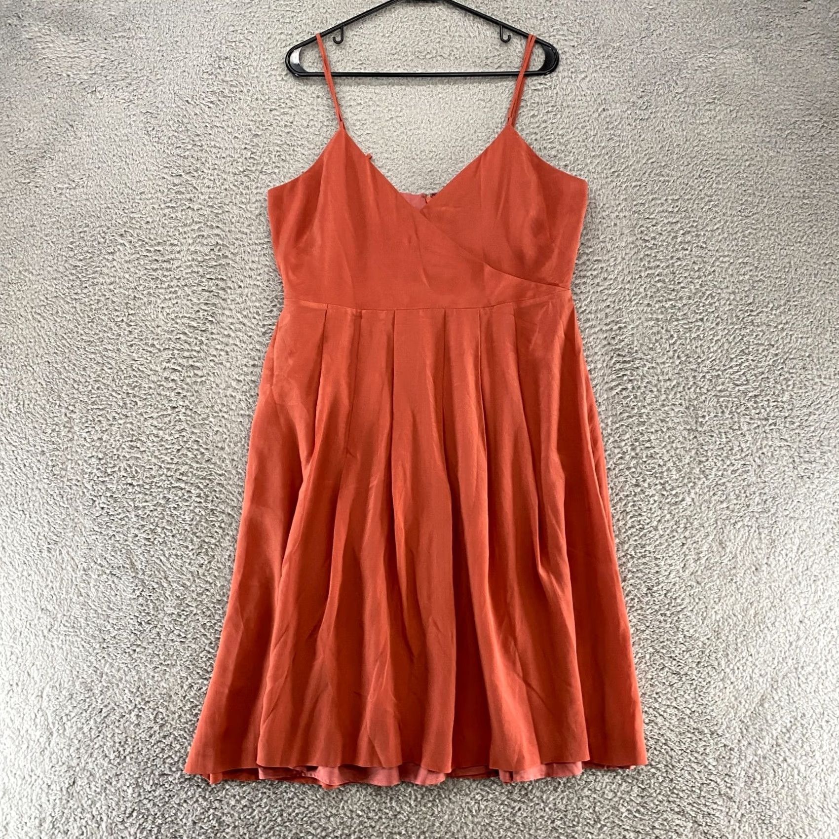 Madewell Madewell Silk Fern Dress Womens 14 Orange Knee Length V-Neck Sleeveless Cami Style Strap Zipper Size XL / US 12-14 / IT 48-50 - 2 Thumbnail