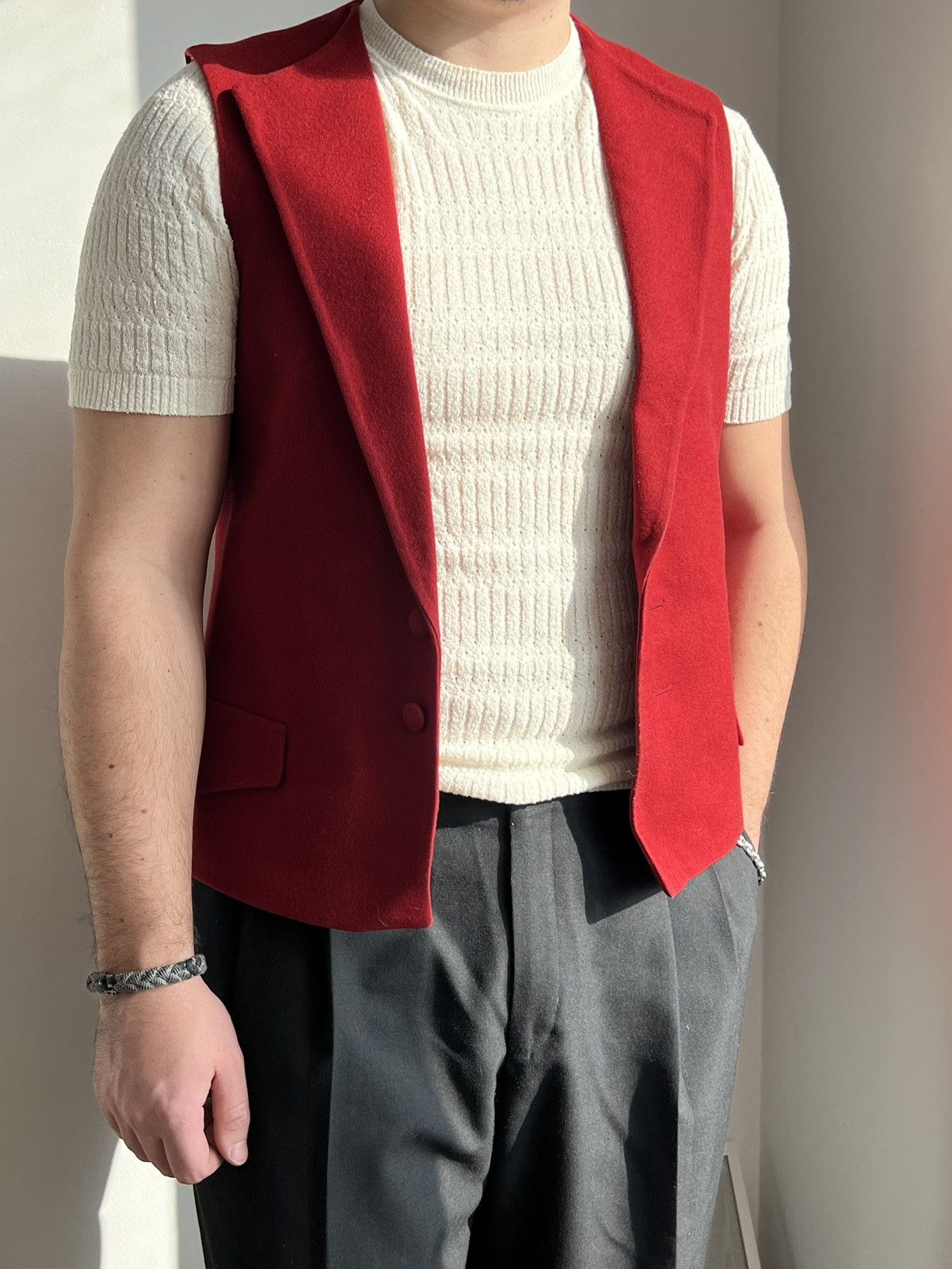 Jean Paul Gaultier Vintage 80s Jean Paul Gaultier Wool Waiters Vest Size US L / EU 52-54 / 3 - 3 Thumbnail