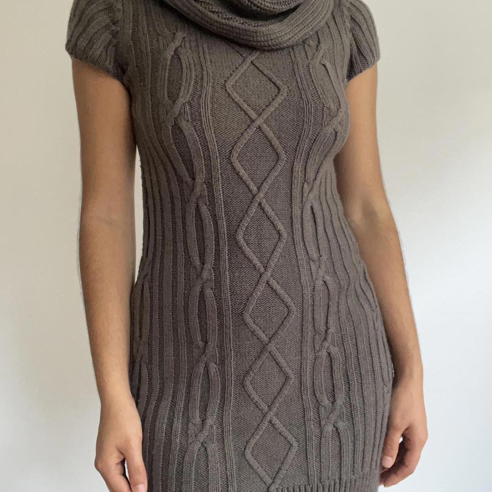 Other Grey cable knit mini dress with cowl neck and short sleeves Size S / US 4 / IT 40 - 7 Thumbnail
