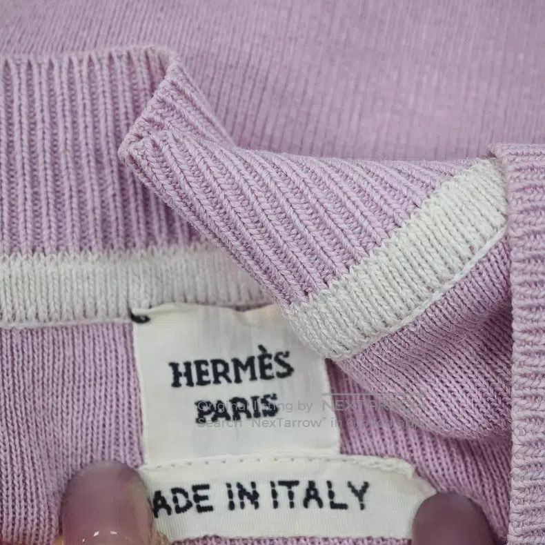 Hermes Hermes Pink Embroidered Chain Pattern Knit Silk Short Slee Size XS / US 0-2 / IT 36-38 - 5 Thumbnail