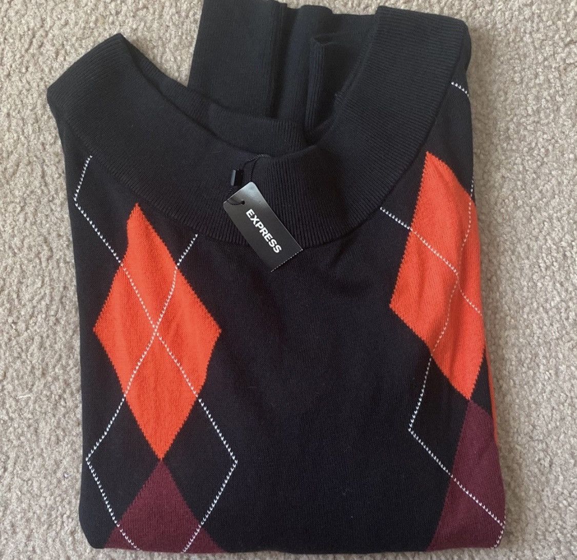 Express EXPRESS ARGYLE PULLOVER SWEATER Size M / US 6-8 / IT 42-44 - 5 Thumbnail