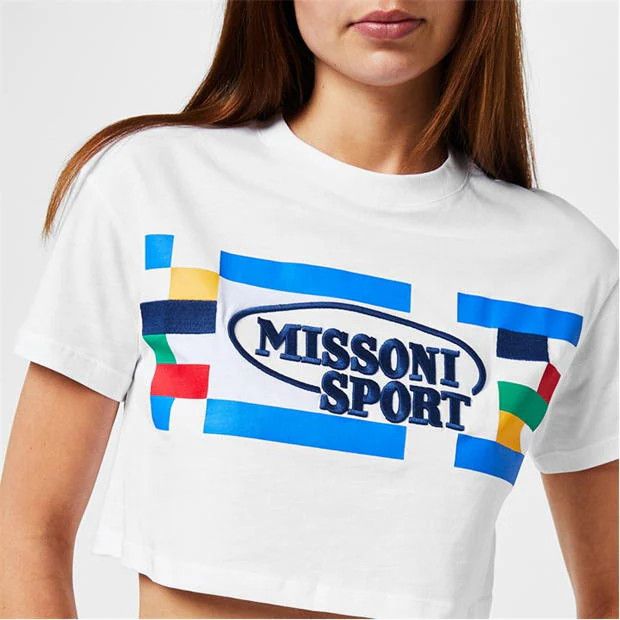 Missoni o1g2r1mq1124 Sport Legacy Logo Crop Top in White Size L / US 10 / IT 46 - 4 Thumbnail