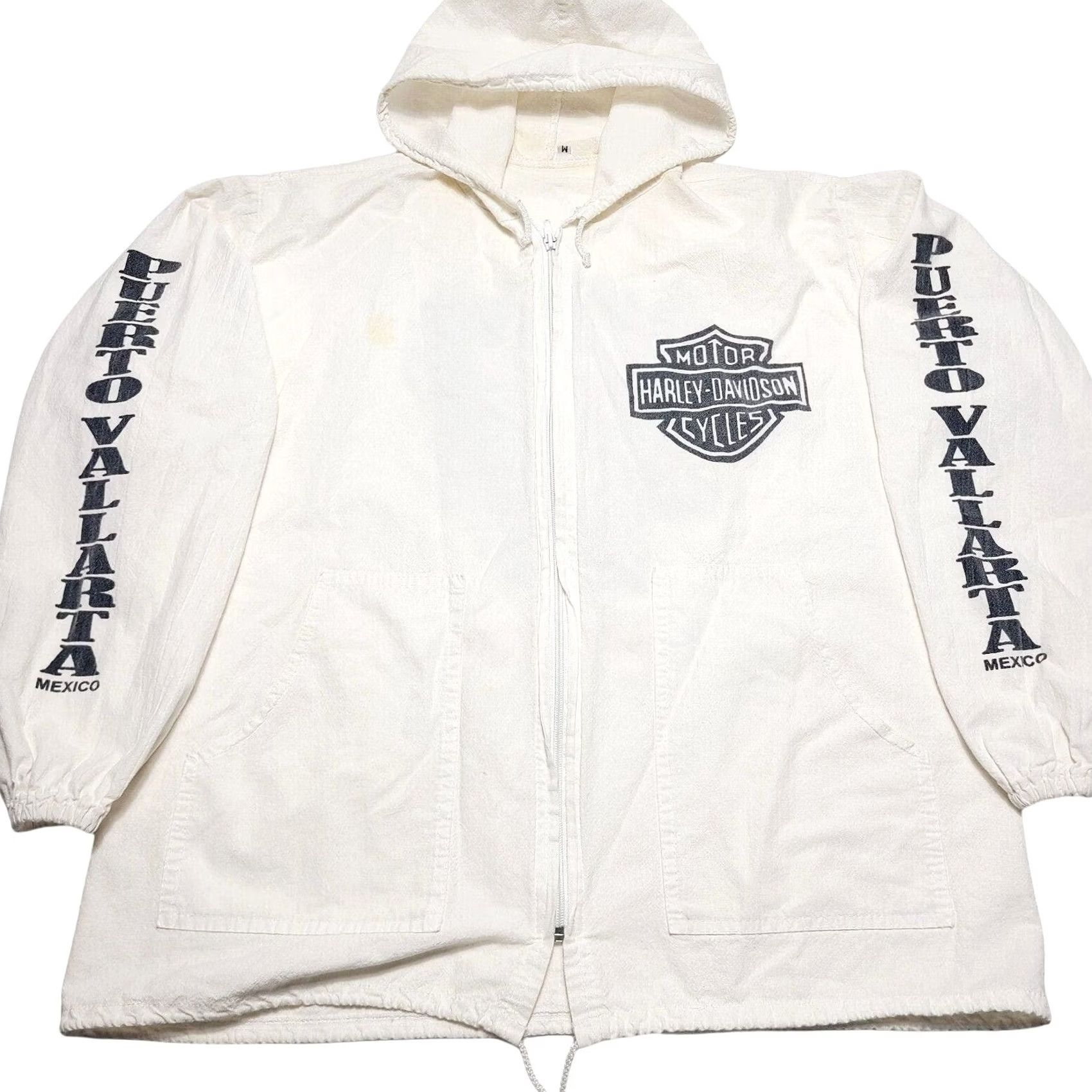 Harley Davidson VINTAGE Harley-Davidson Mexico Zip-Up Hooded Jacket White Lightweight Medium Men Zip Full Zip Hooded Windbreaker 90s Retro Logo Casual Size US M / EU 48-50 / 2 - 3 Thumbnail