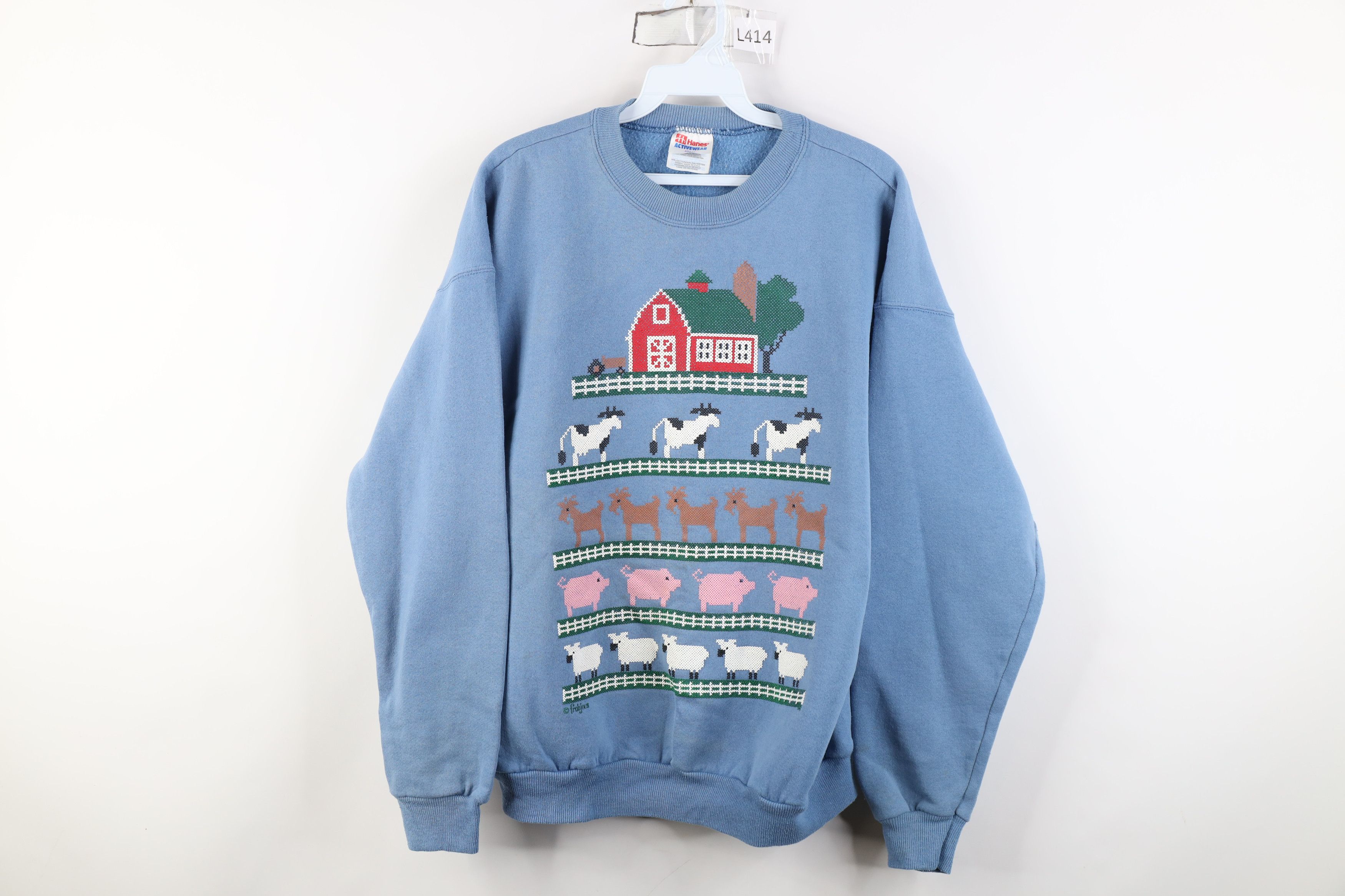 Vintage Vintage 90s Streetwear Country Farmhouse Animals Sweatshirt Size L / US 10 / IT 46 - 1 Thumbnail