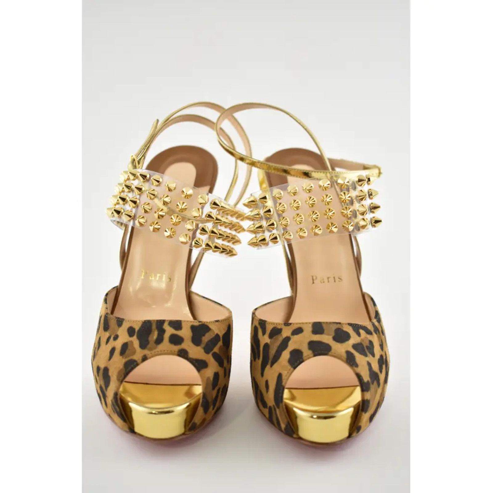 Christian Louboutin Levitagirl 120 Leopard PVC Spike Ankle Strap Heel Pump 36 Size US 6 / IT 36 - 6 Thumbnail