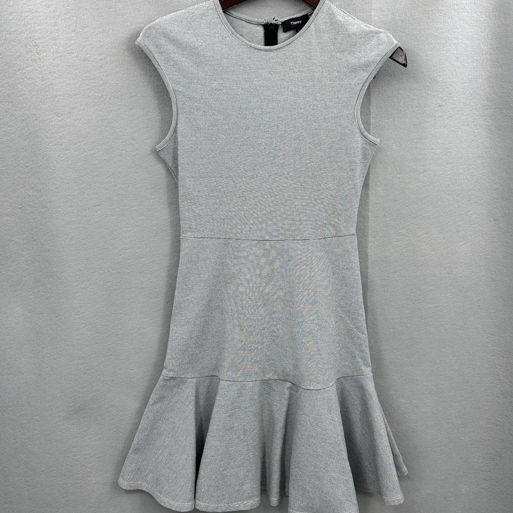 Theory Theory Dress Womens 2 Ponte Essential Flare Fit Flounce Mini Quiet Luxury Preppy Size XS / US 0-2 / IT 36-38 - 2 Thumbnail