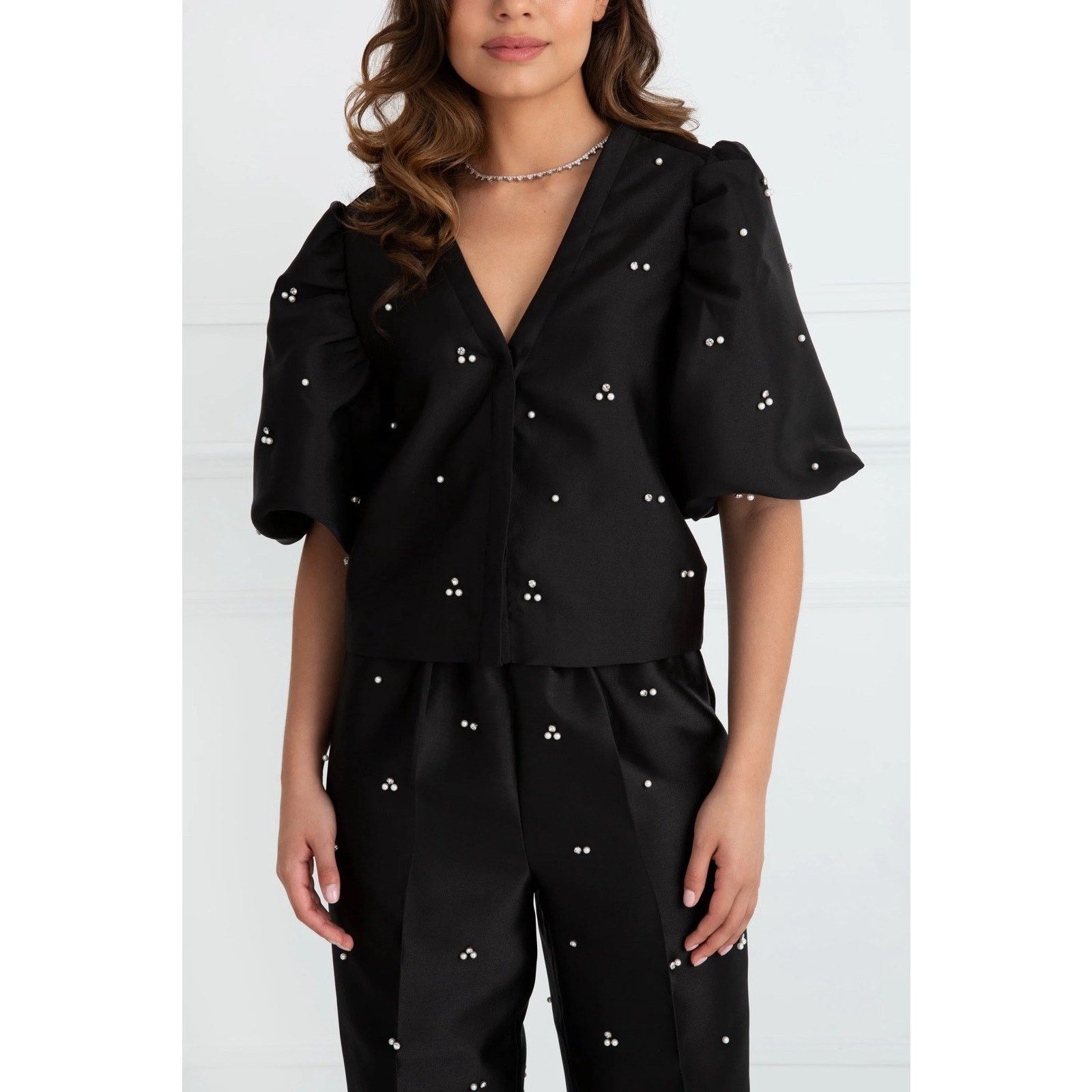 Sinead Keary The Auora Pearl Short Sleeve Satin Jacket M