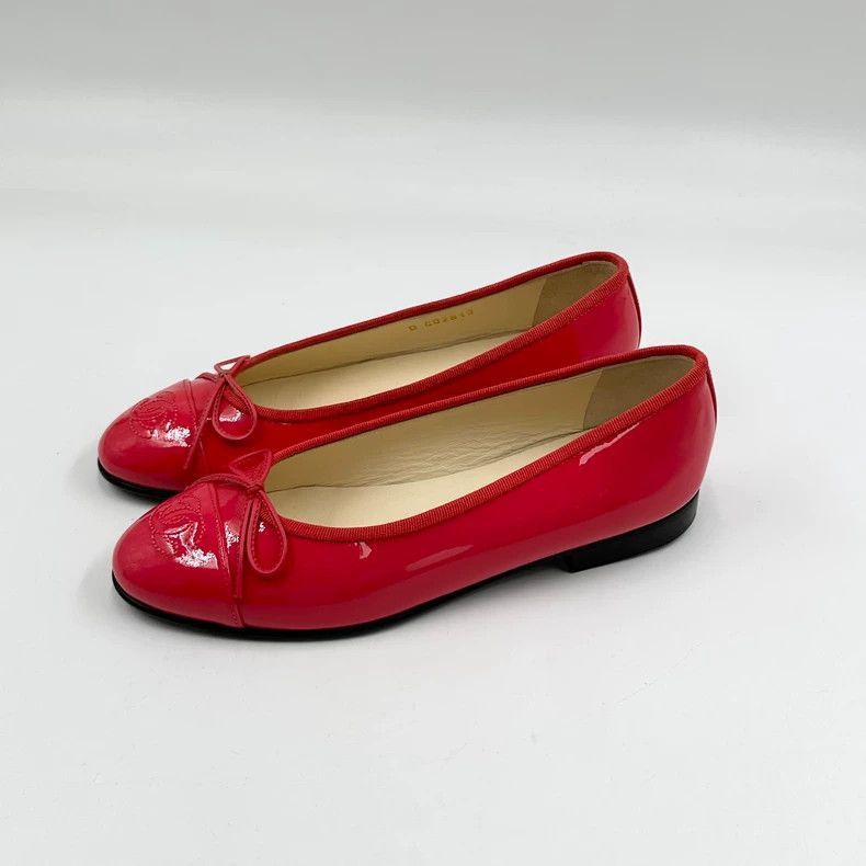 Chanel Chanel Red Patent Ballerina Flats with Bow -2505 Size US 6 / IT 36 - 2 Thumbnail