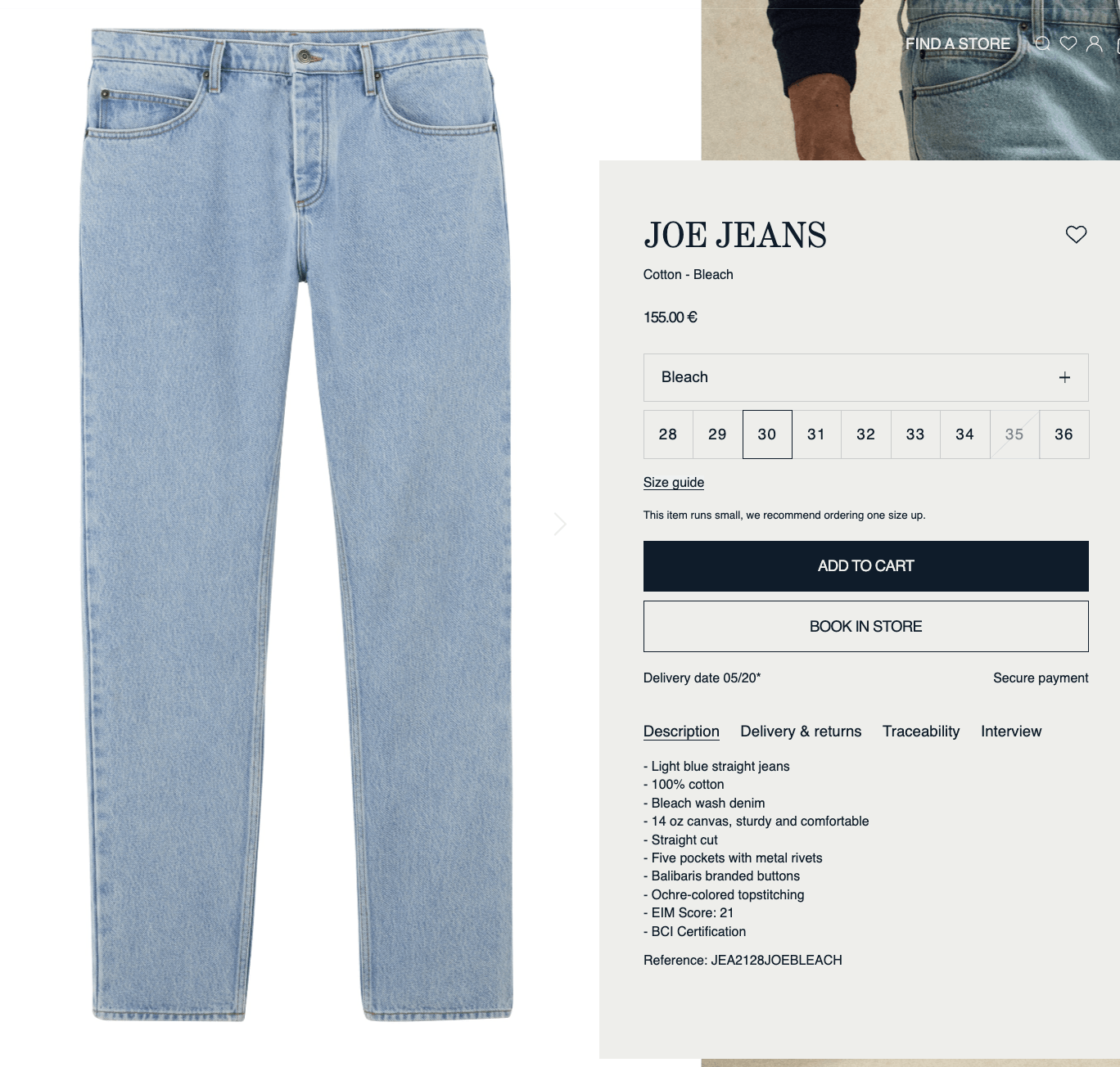 Balibaris Jean Joe Size US 30 / EU 46 - 1 Thumbnail