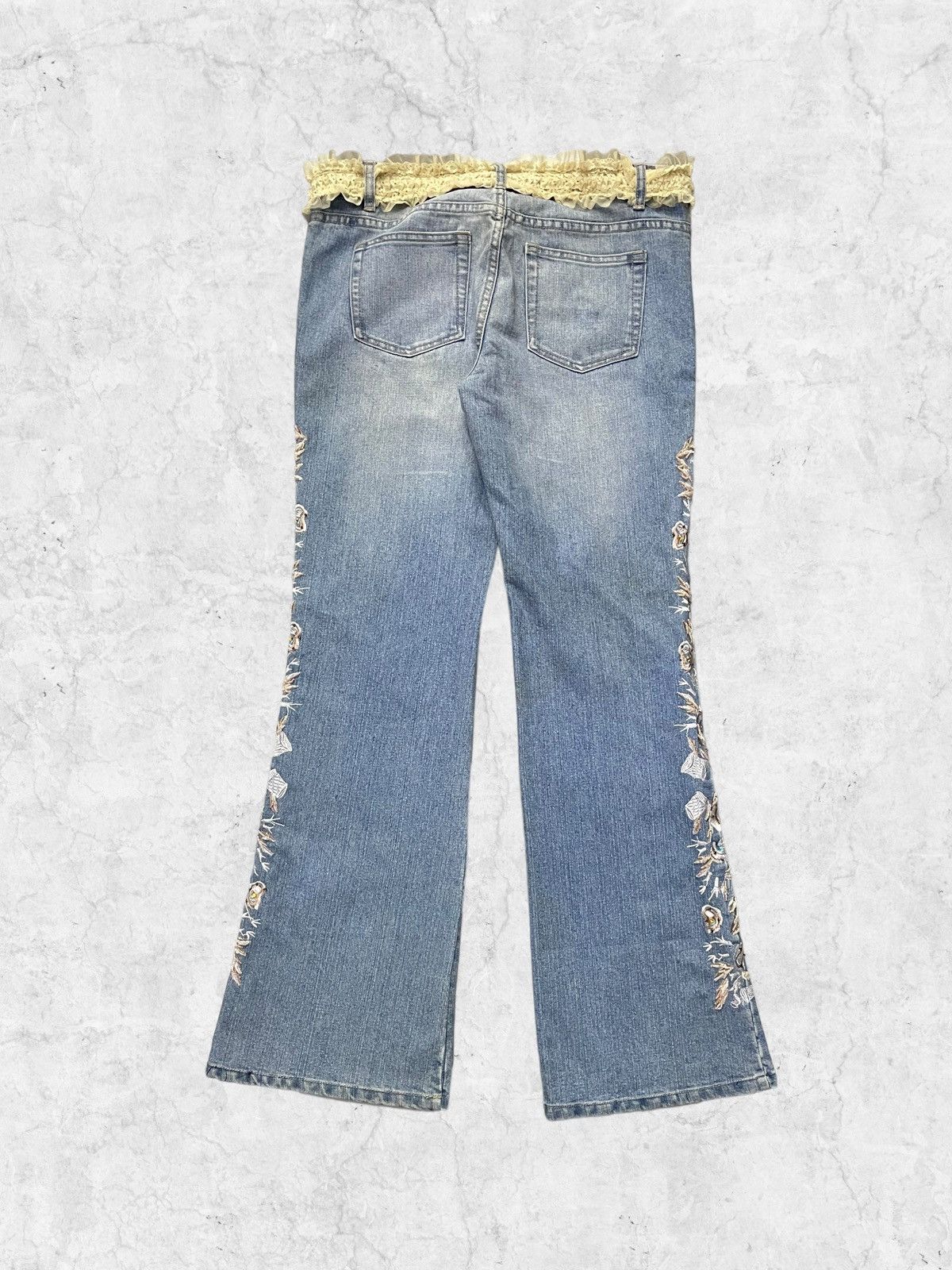 Japanese Brand × Vintage Vintage Clash Embroidered Flared Denim Pants With Belt Size US 32 / EU 48 - 3 Thumbnail