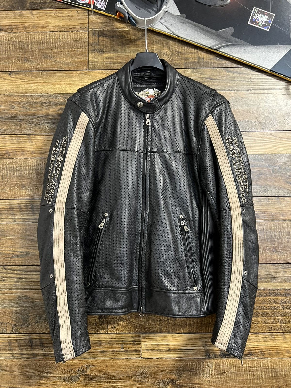 Harley Davidson HARLEY DAVIDSON Jacket Perforated Leather Bomber Racing Size US M / EU 48-50 / 2 - 2 Thumbnail