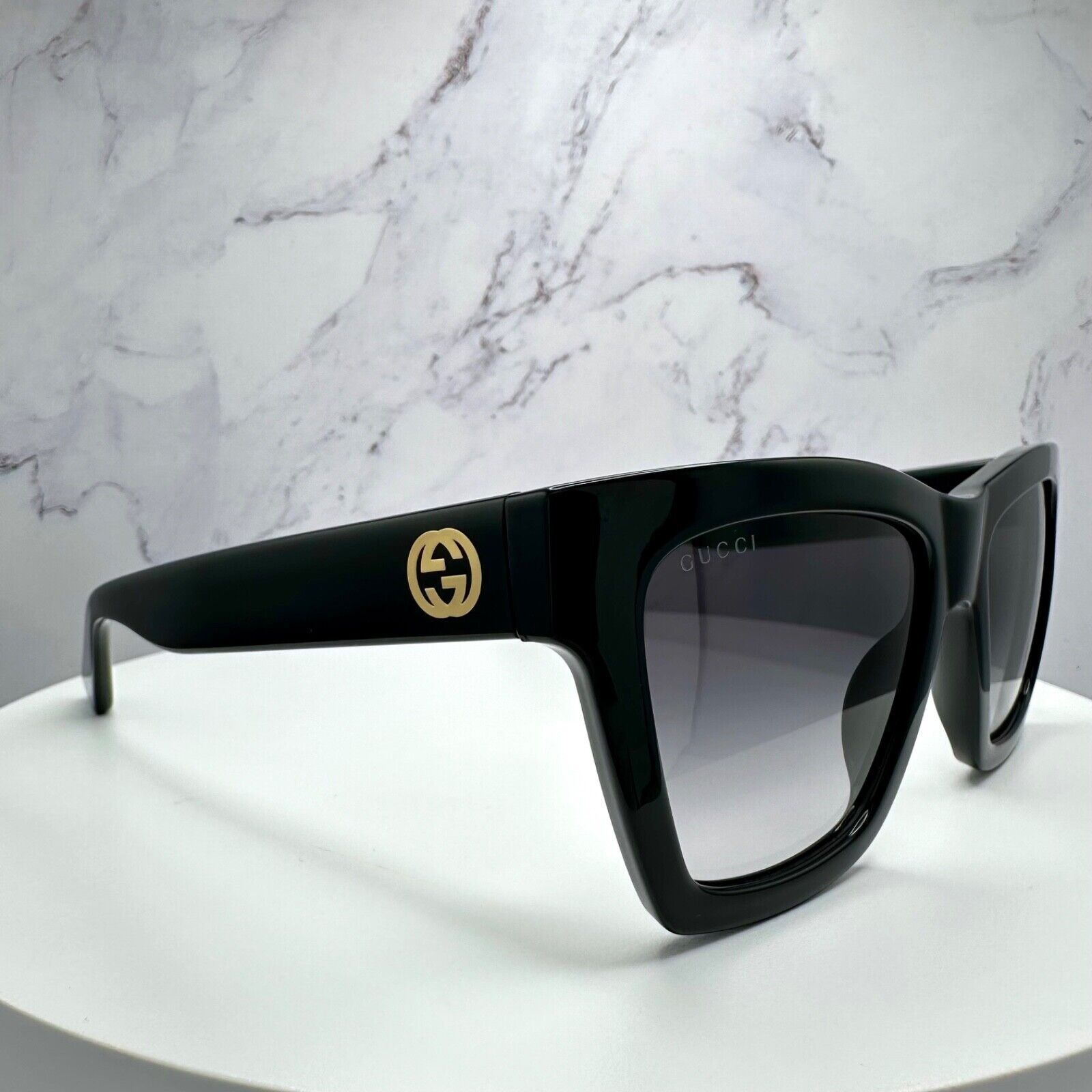 Gucci New GUCCI Sunglasses Black Gold Interlocking GG Logo Size ONE SIZE - 18 Thumbnail
