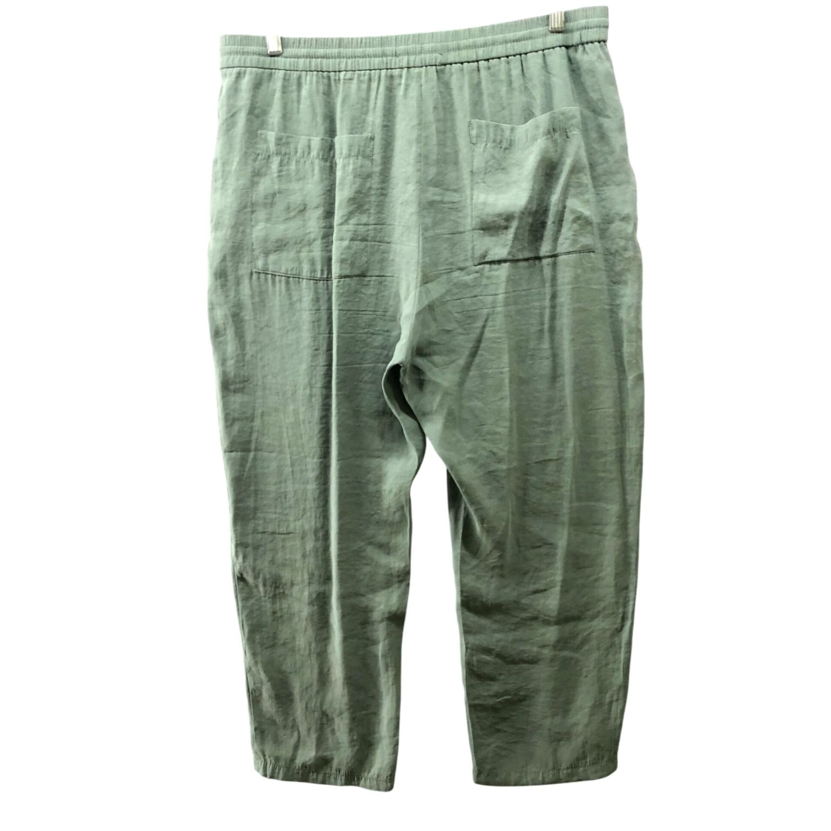 Zara Zara Pants Womens 2XL Straight Ankle Pull On Lightweight Sage Green Drawstring Casual Comfort Size 40" / US 18 - 2 Thumbnail
