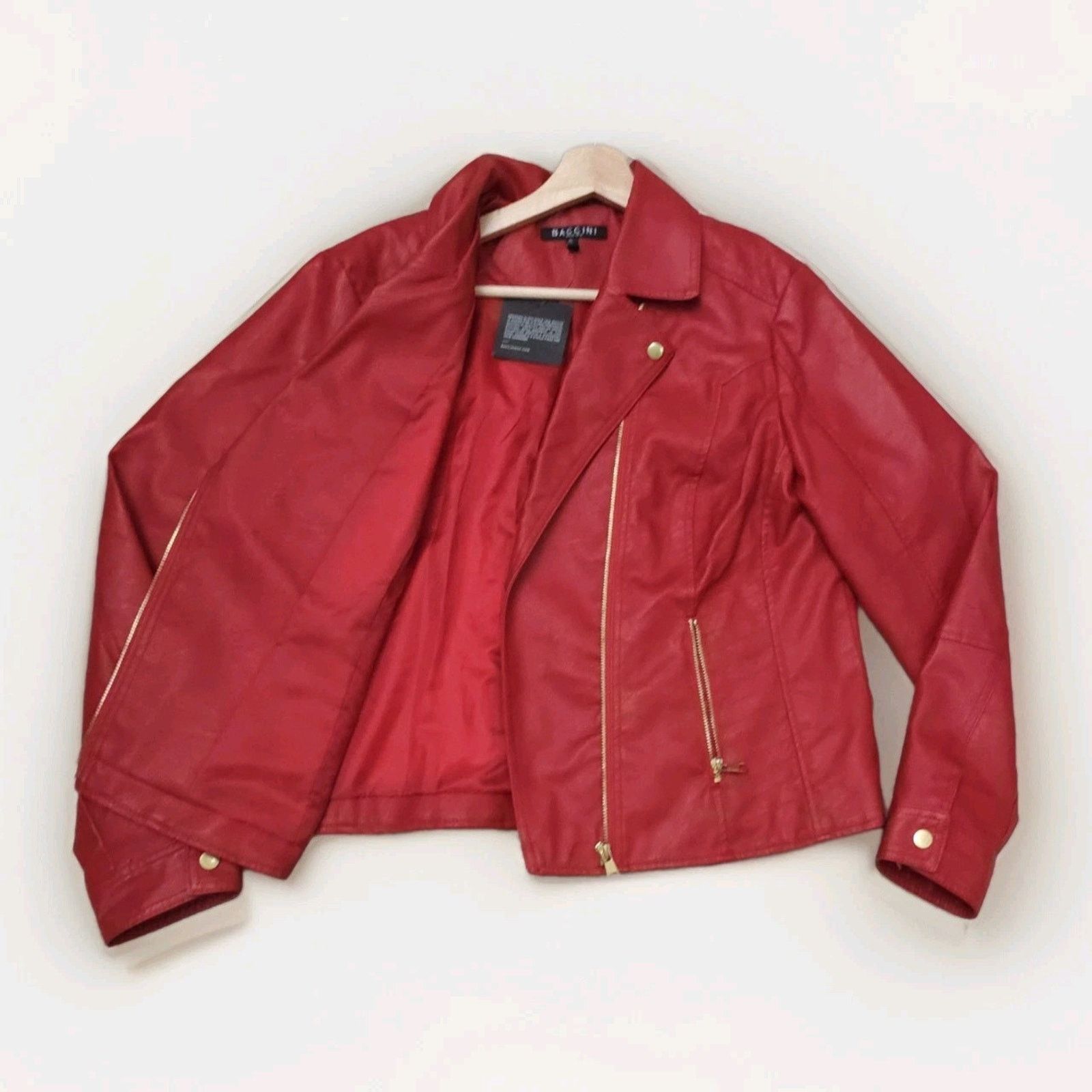 Other Baccini Women's Red Faux Leather Moto Biker Jacket XL Size XL / US 12-14 / IT 48-50 - 3 Thumbnail