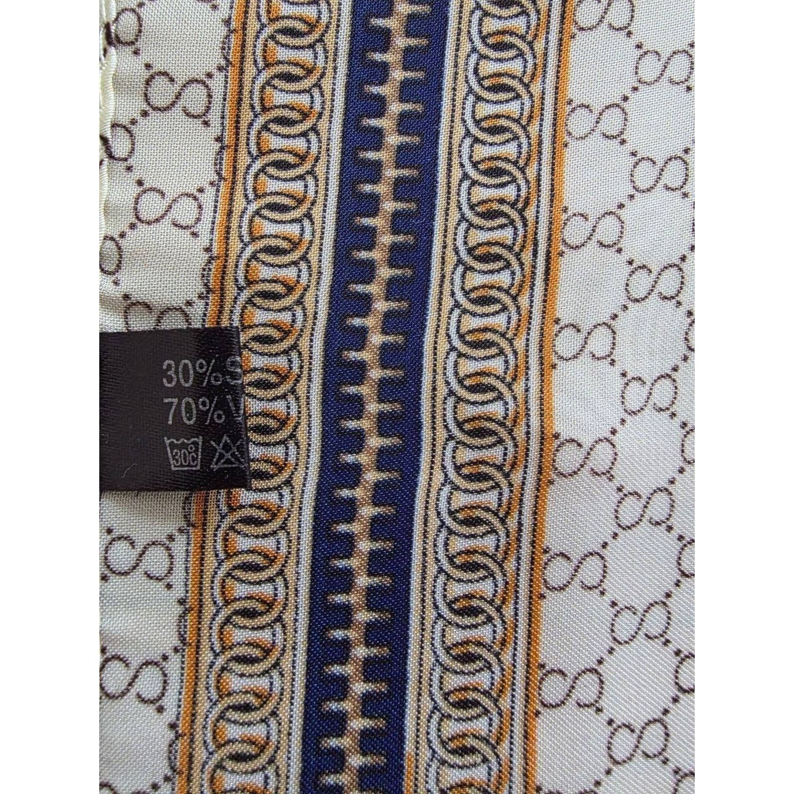 & Other Stories Vintage Silk Long Cream Strap & Chain Print Scarf A001506 Size 26 - 4 Thumbnail