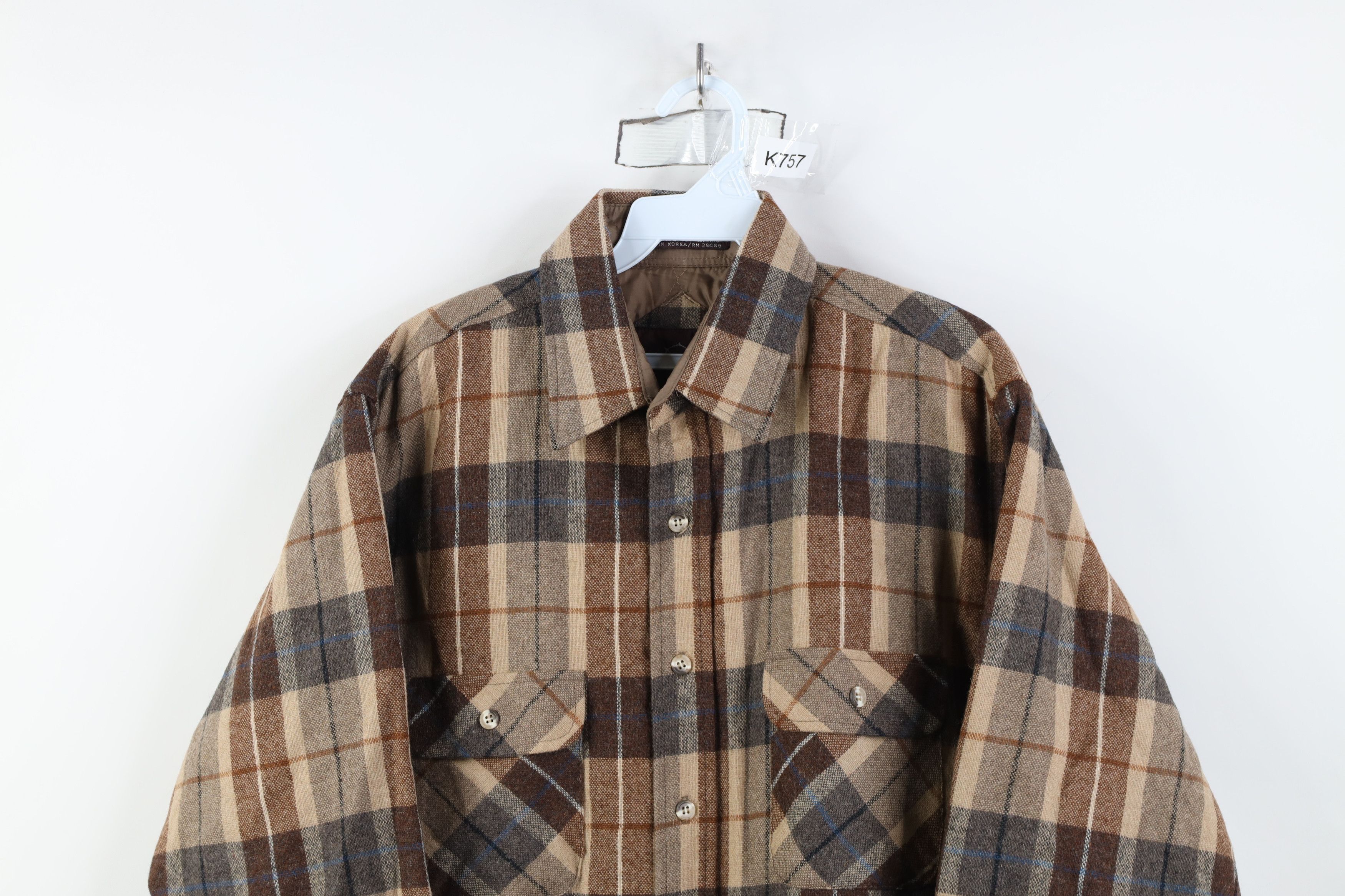 Vintage Vintage 70s Streetwear Wool Blend Quilted Shirt Jacket Plaid Size US M / EU 48-50 / 2 - 2 Thumbnail