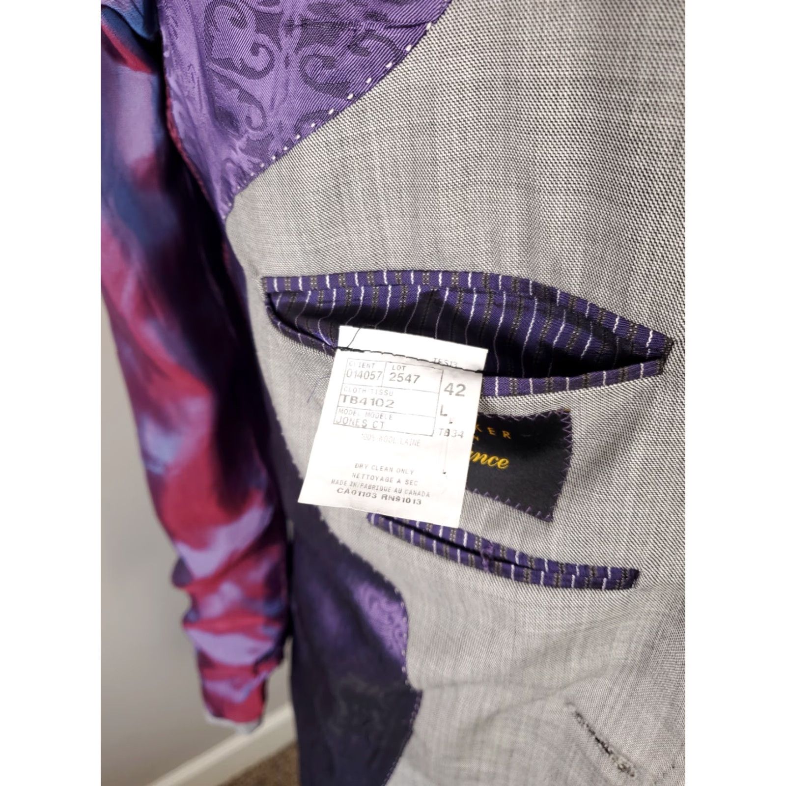 Ted Baker VINTAGE Ted Baker London Endurance Gray Blazer Sport Coat Jacket Mens 42L Size 42R - 7 Thumbnail