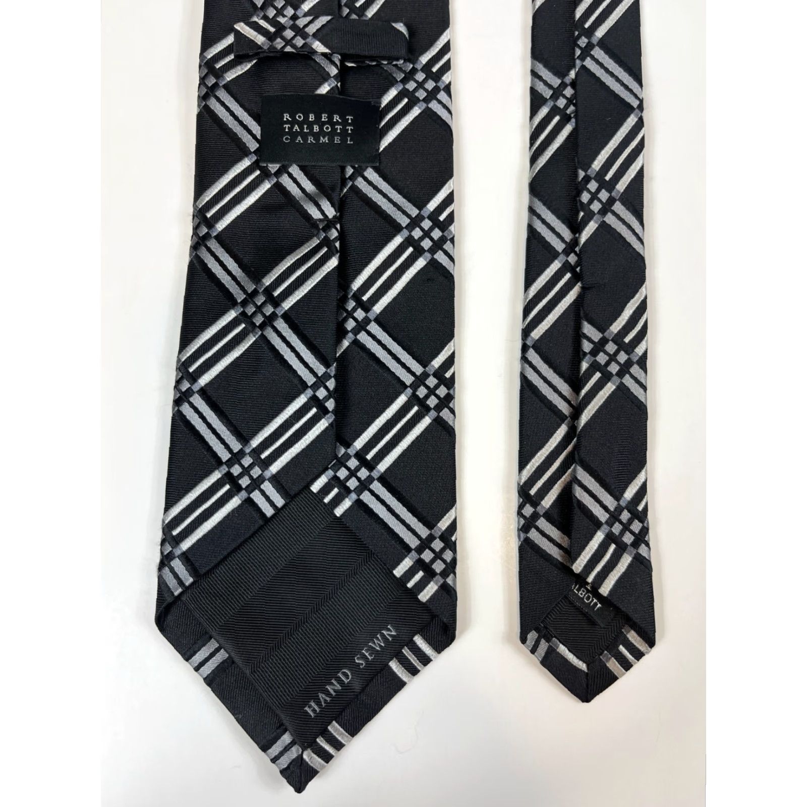Robert Talbott Robert Talbott Carmel Men’s Luxury Silk Tie Plaids & Checks Hand Made in USA 57"-60" 3.75" Wide Black Silver Balck (sic) Silver One Size Designer Tie Size ONE SIZE - 5 Thumbnail