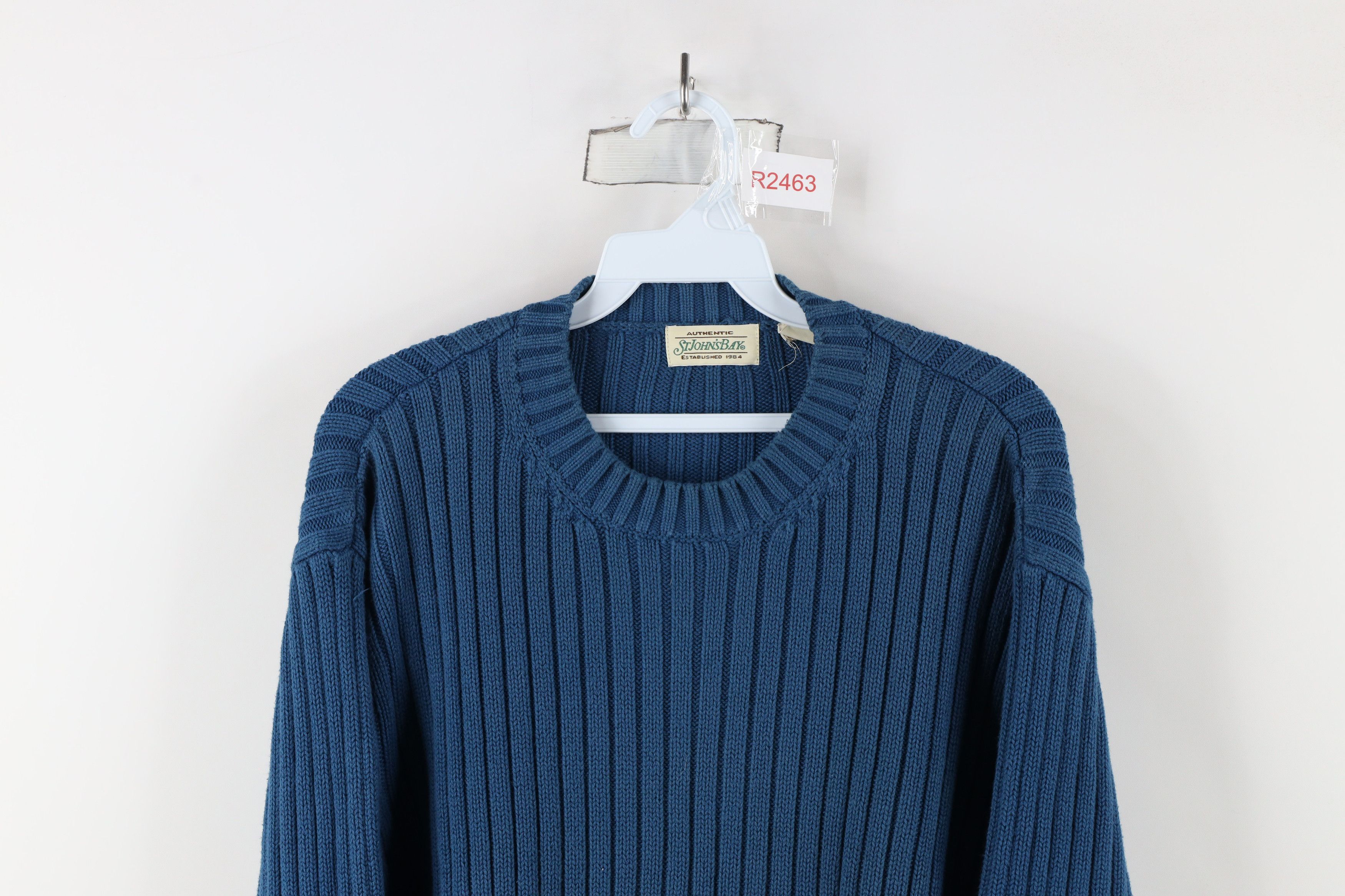 Vintage Vintage 90s Streetwear Cotton Ribbed Knit Sweater Blue Size US M / EU 48-50 / 2 - 2 Thumbnail
