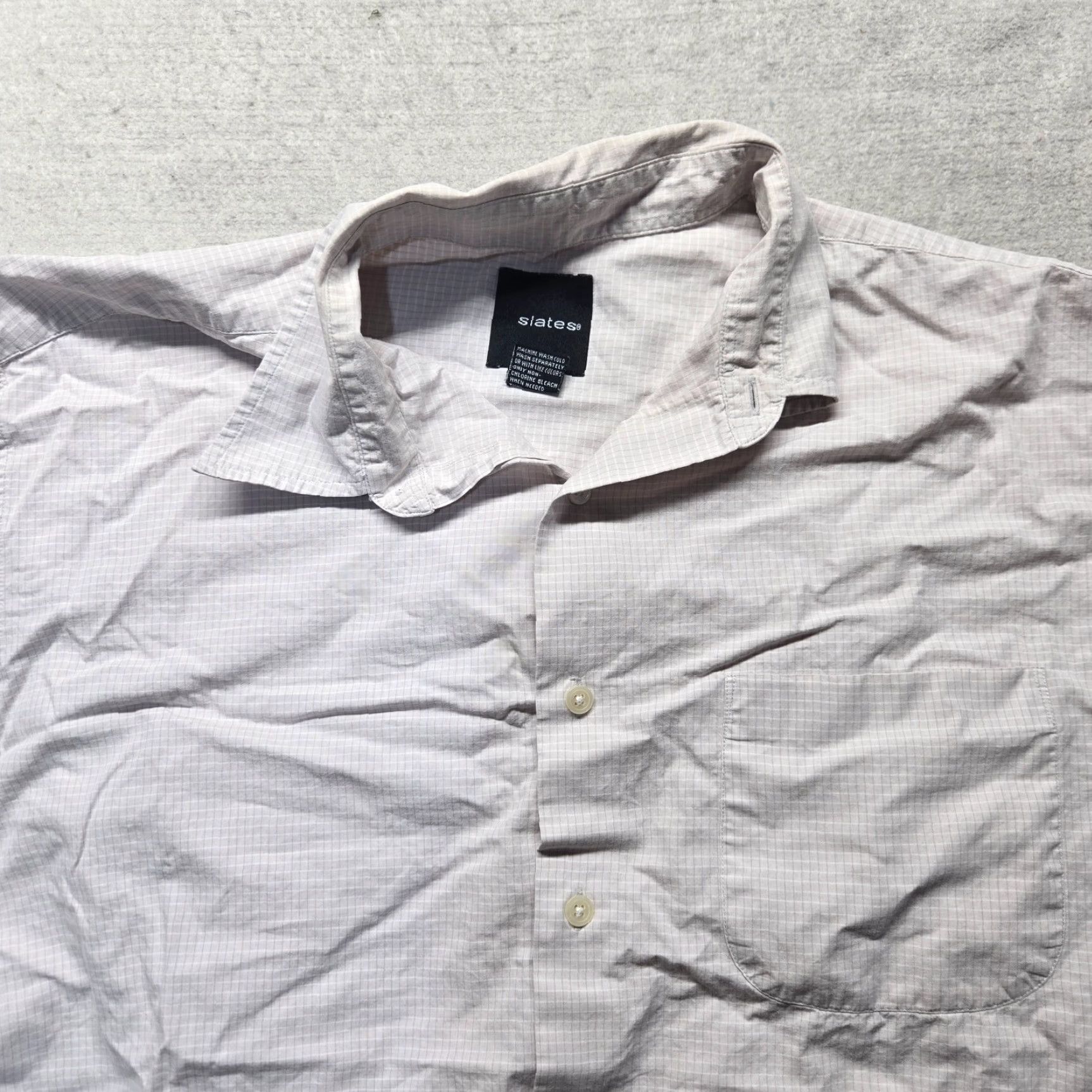 Vintage Slates Shirt Long Sleeve Mens L White Check Button-Up Fashion, Classic, Preppy Size US L / EU 52-54 / 3 - 2 Thumbnail