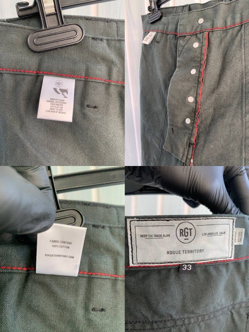 Rogue Territory Rogue Territory USA Green Cotton Tapered Selvedge Trousers Size US 33 - 17 Thumbnail