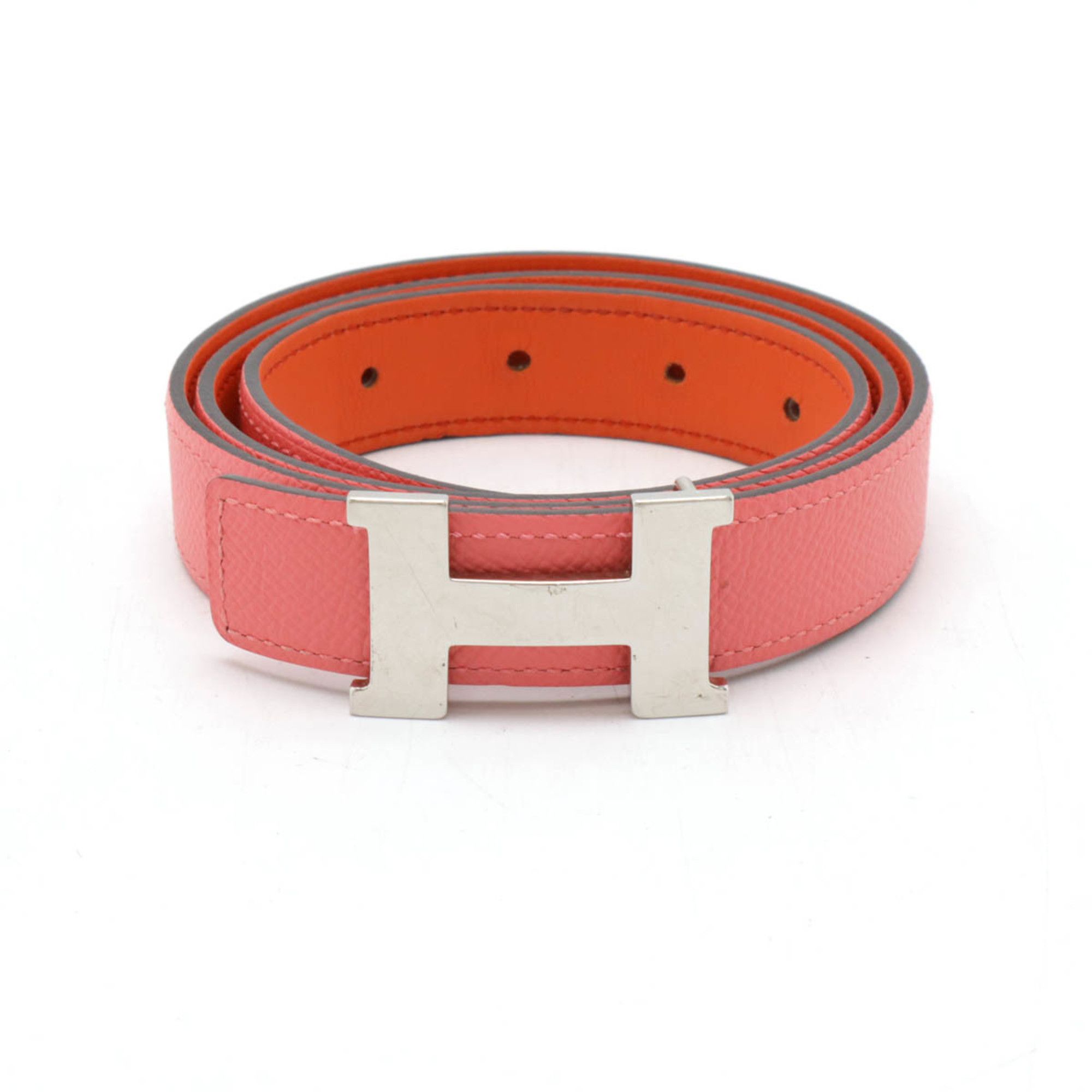 HERMES Mini Constance H Belt Reversible Leather Rose Azalee Pink