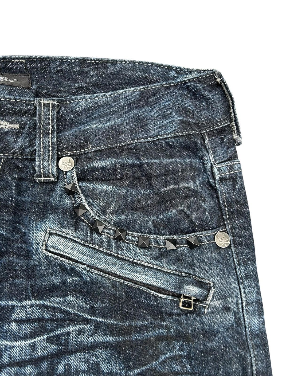 If Six Was Nine SKULL BONES WILD LIFE STUDDED CLAWMARK DISTRESSED DENIM☠️ Size US 32 / EU 48 - 8 Thumbnail