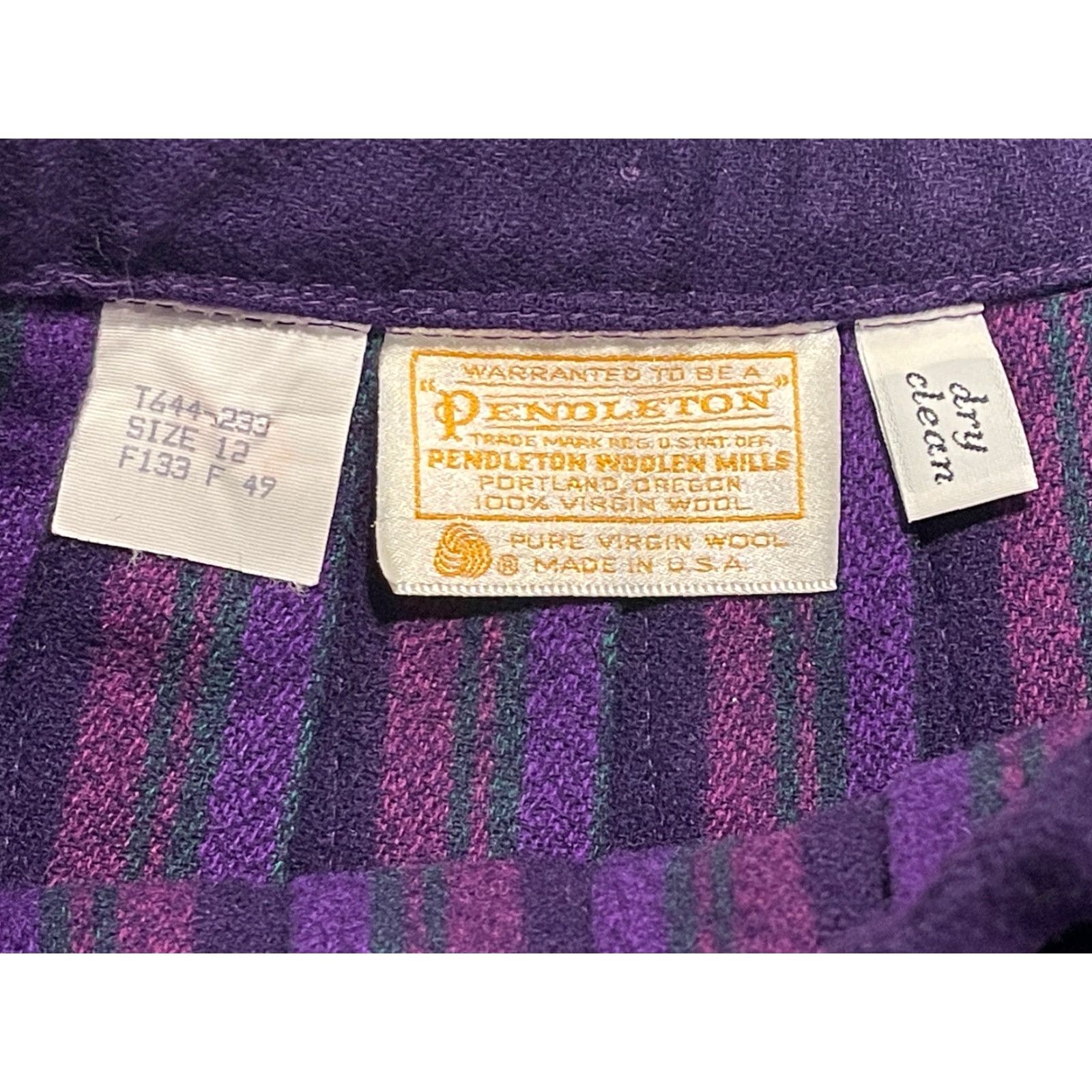 Pendleton VINTAGE Pendleton Wool Skirt Suit Set Womens Size 12 Purple Check Formal Business 2-Piece Mid Length Size 34" / US 12 / IT 48 - 6 Thumbnail