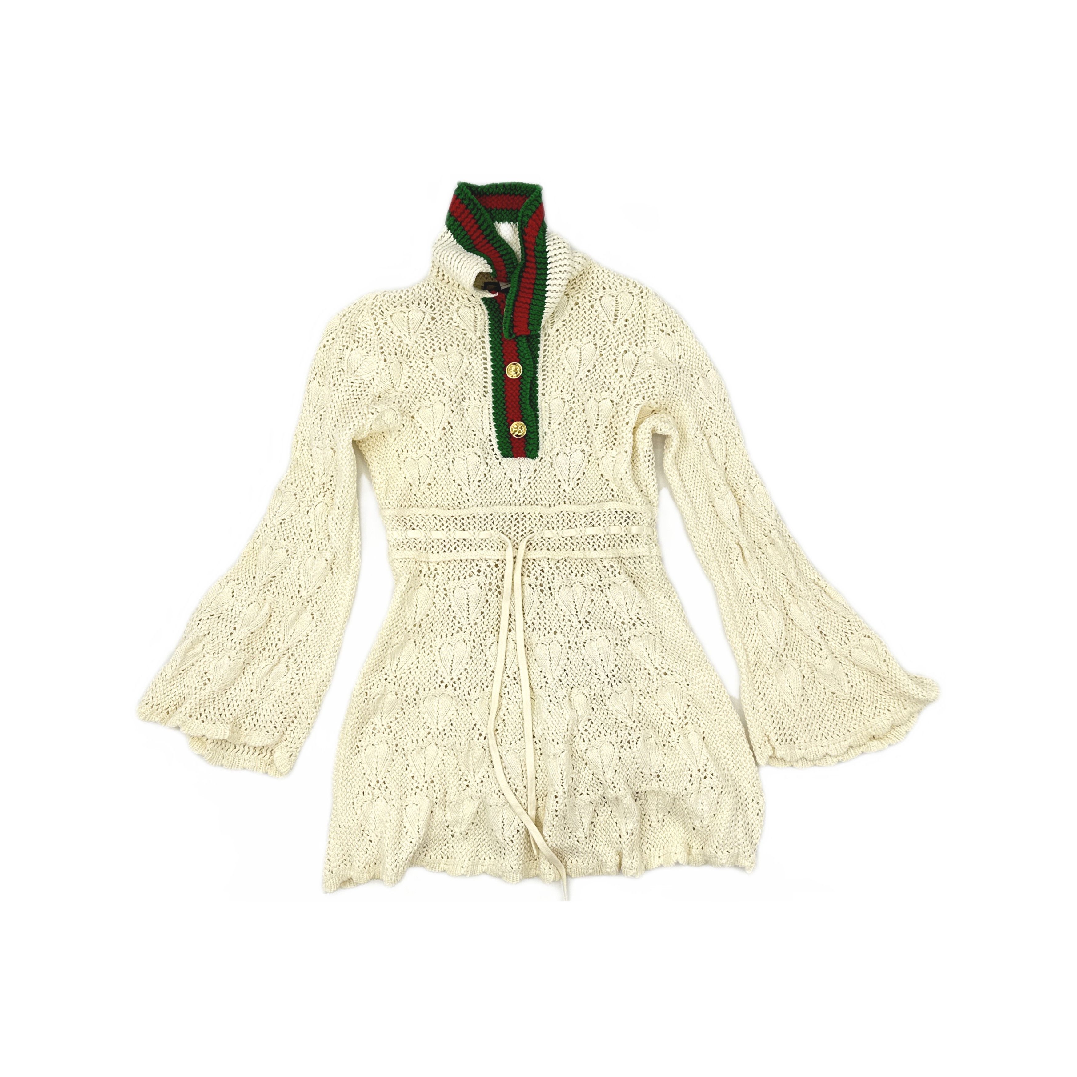 Gucci Gucci Web Trim Crochet Knit Mini Dress Size S Size S / US 4 / IT 40 - 1 Thumbnail
