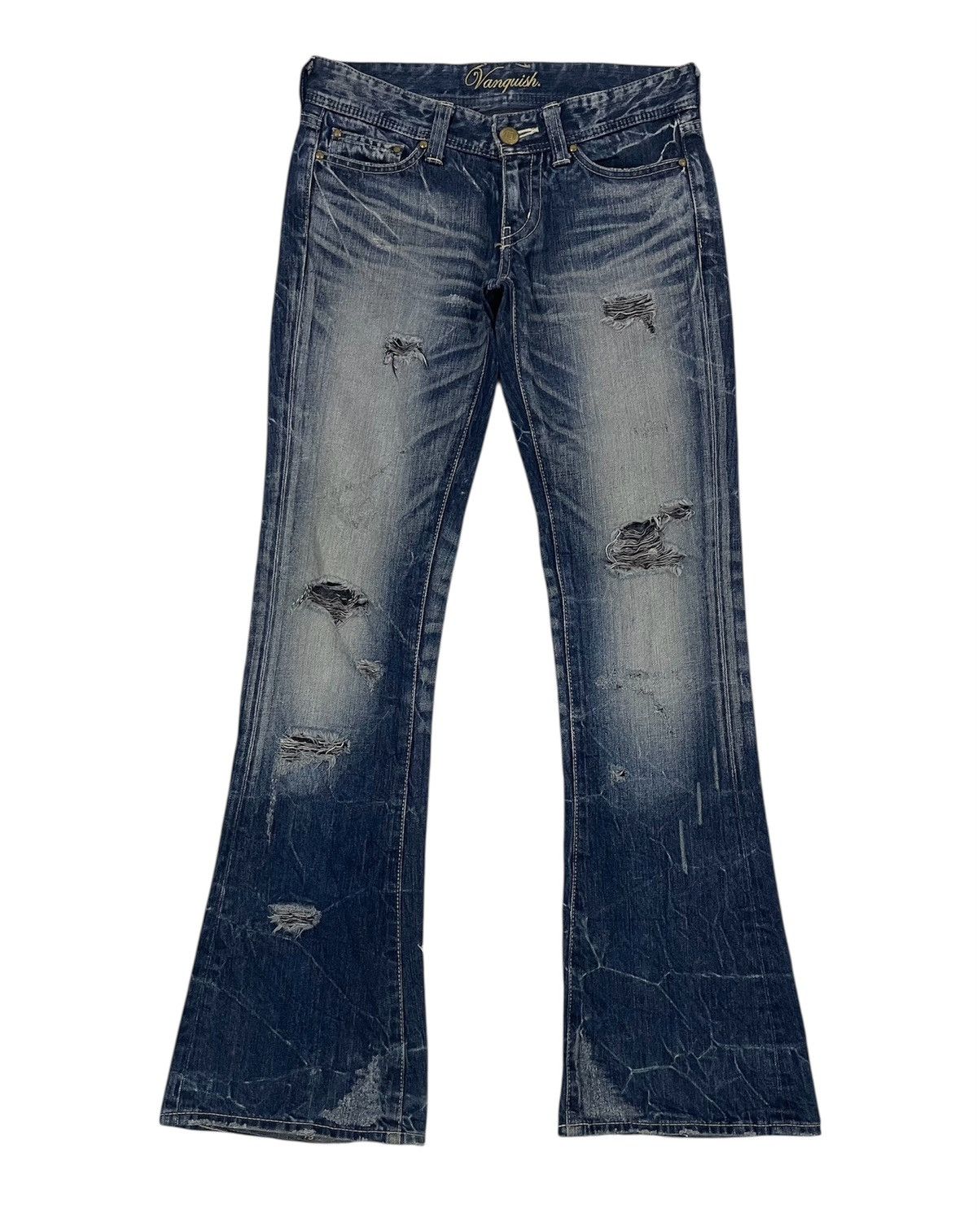 Vanquish Vanquish Gold Distress Flair Jeans Pant Made in Japan Size 31" - 1 Thumbnail