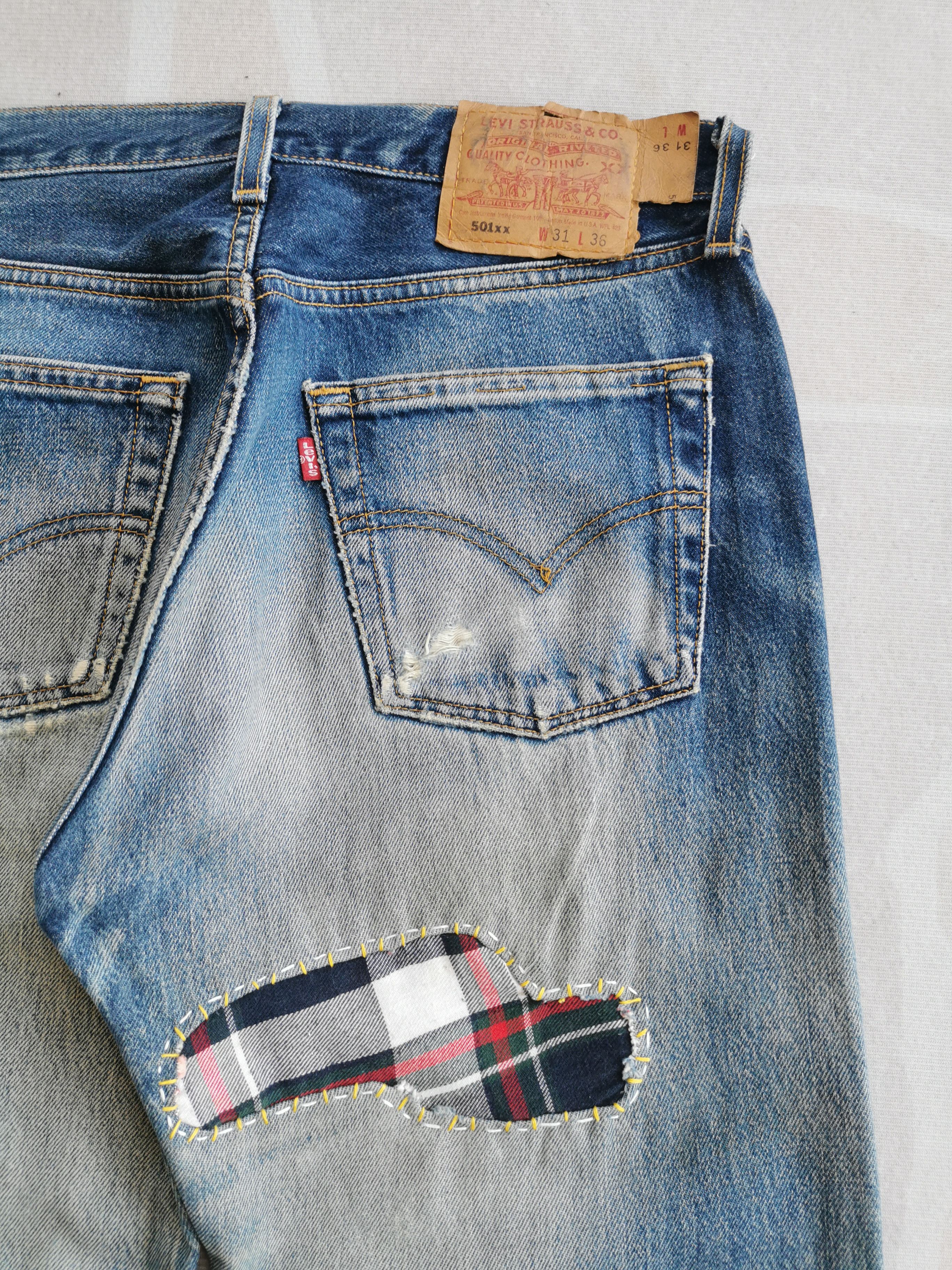 Nirvana Levis 501 Patchwork Sashiko Inspire Kurt Cobain Size US 30 / EU 46 - 11 Thumbnail