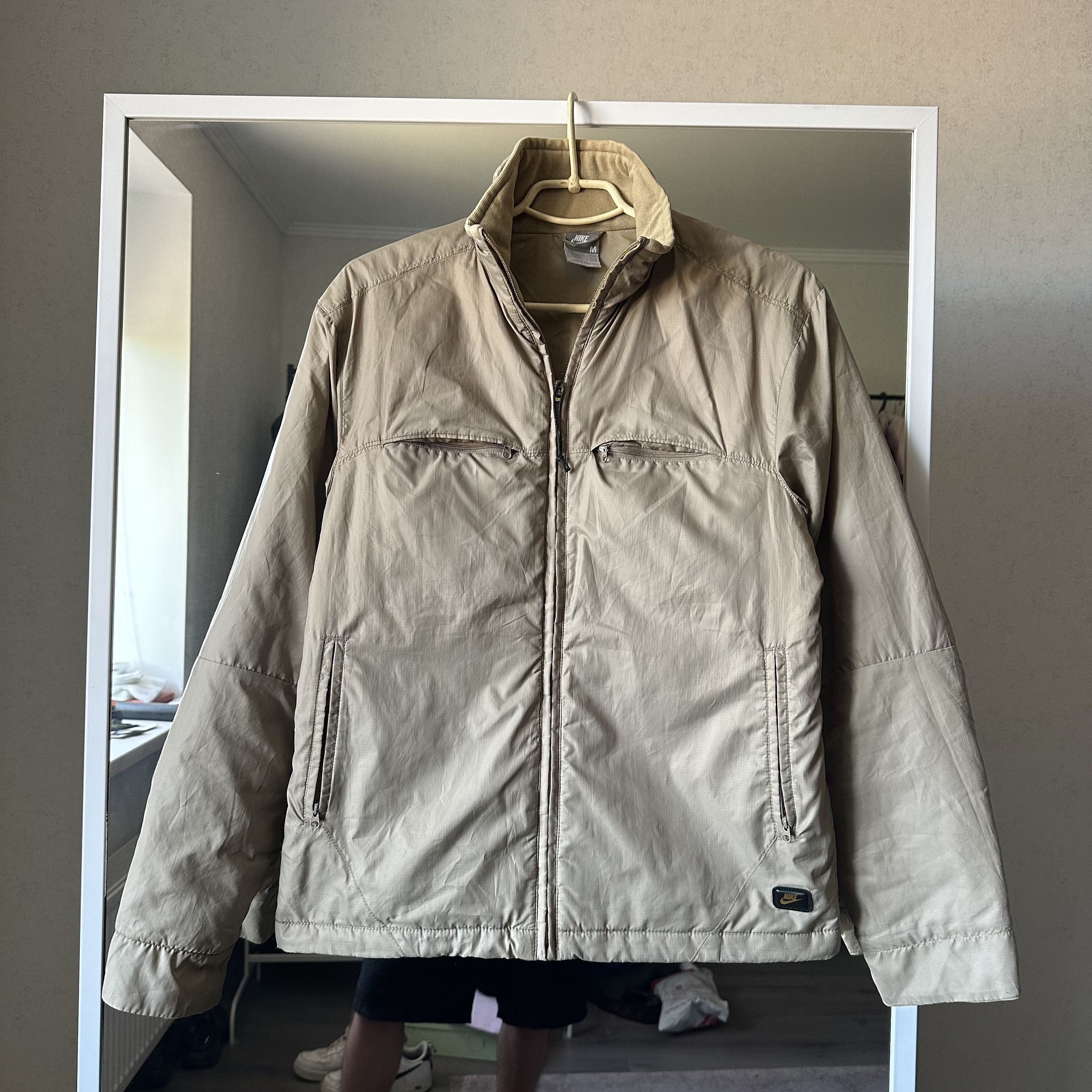 Pre-owned Nike X Vintage Nike Y2k Vintage Nylon Drill Track Beige Jacket