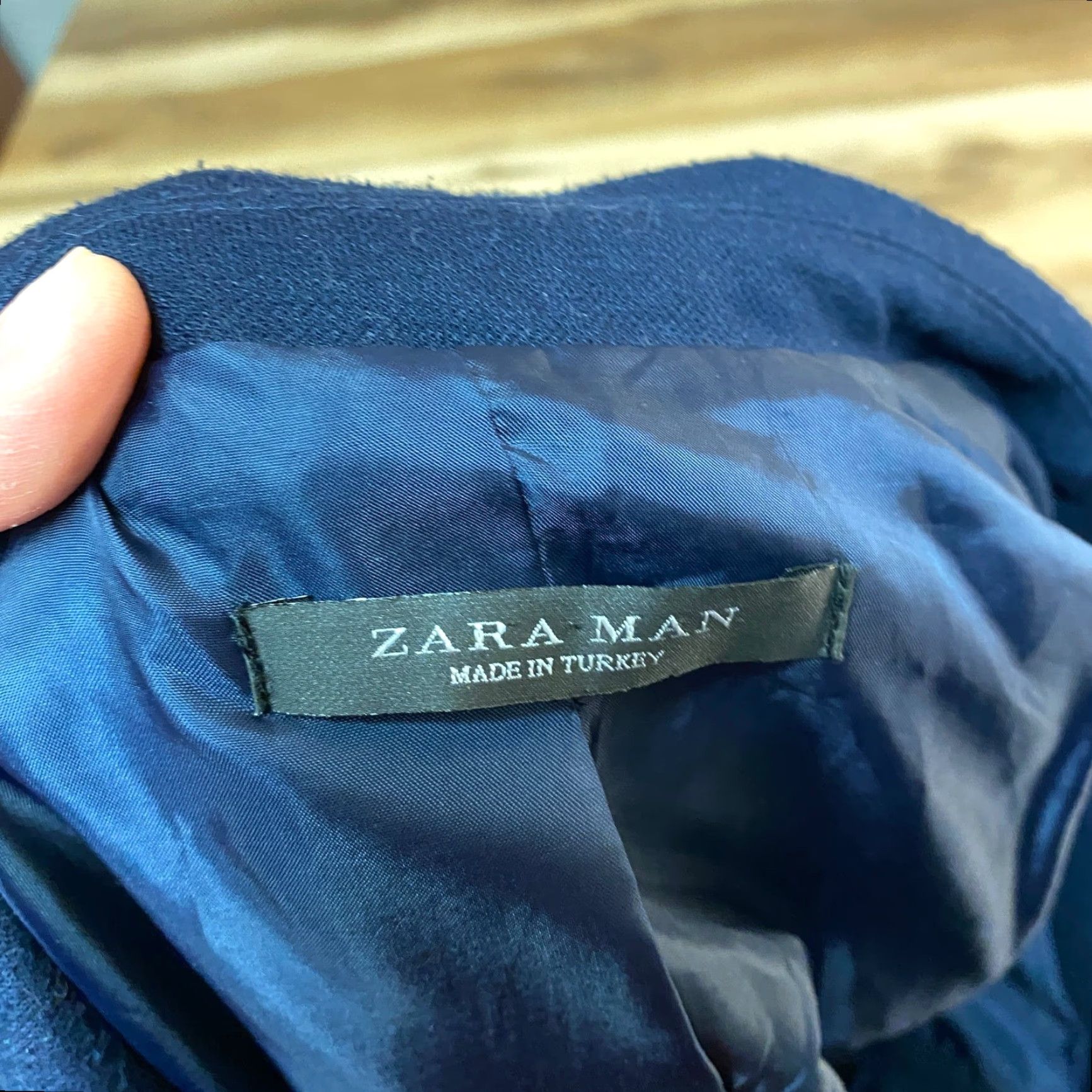 Zara Zara Blazer Men Navy Blue 2 Button Slim Fit Wool Notch Lapel Two-Button Jacket Coat Regular 40 Size 40R - 2 Thumbnail